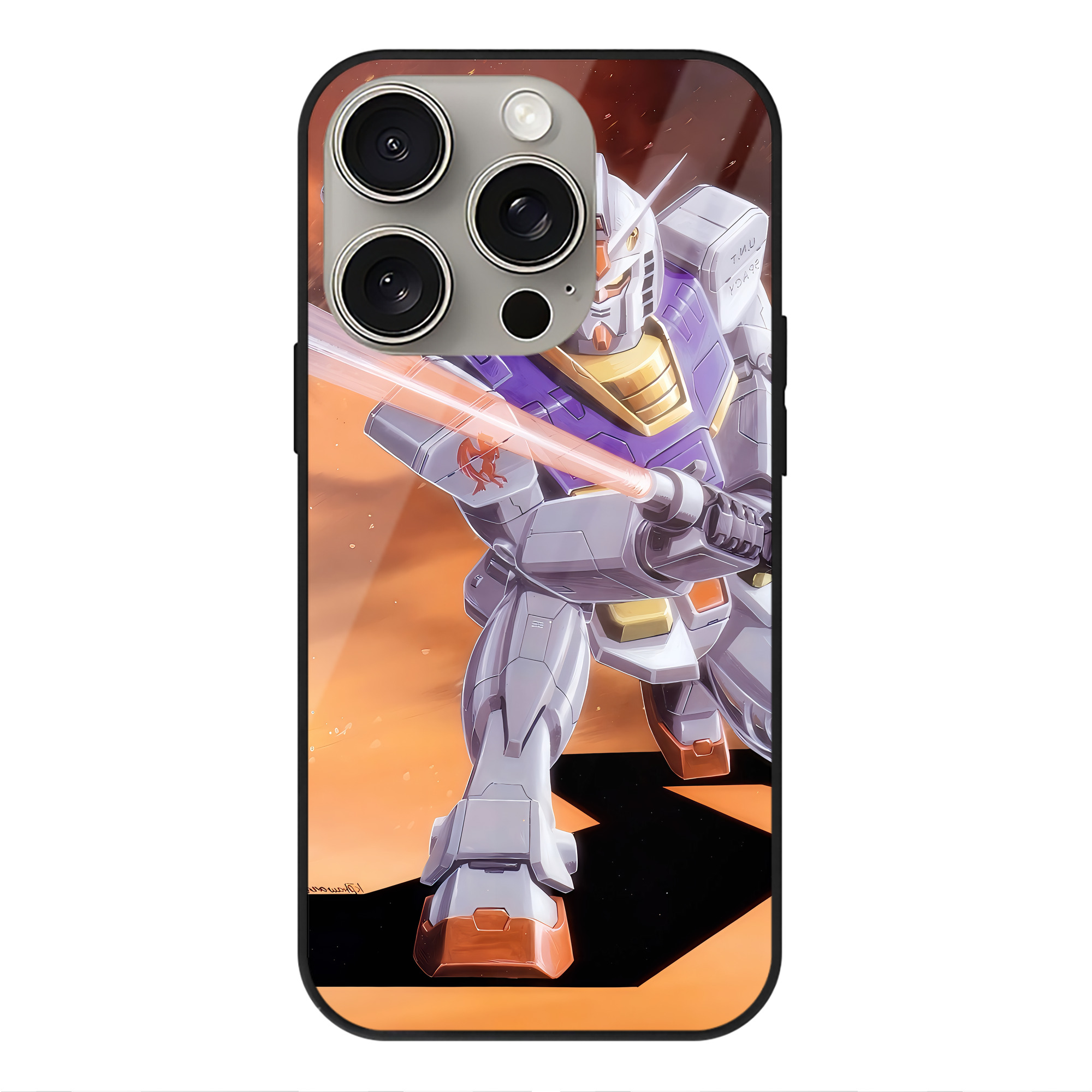 （画像用） 機動戦士ガンダム Mobile Suit Gundam 【iPhone15Pro対応】スマホケース 耐衝撃＆黄変防止 背面ガラス