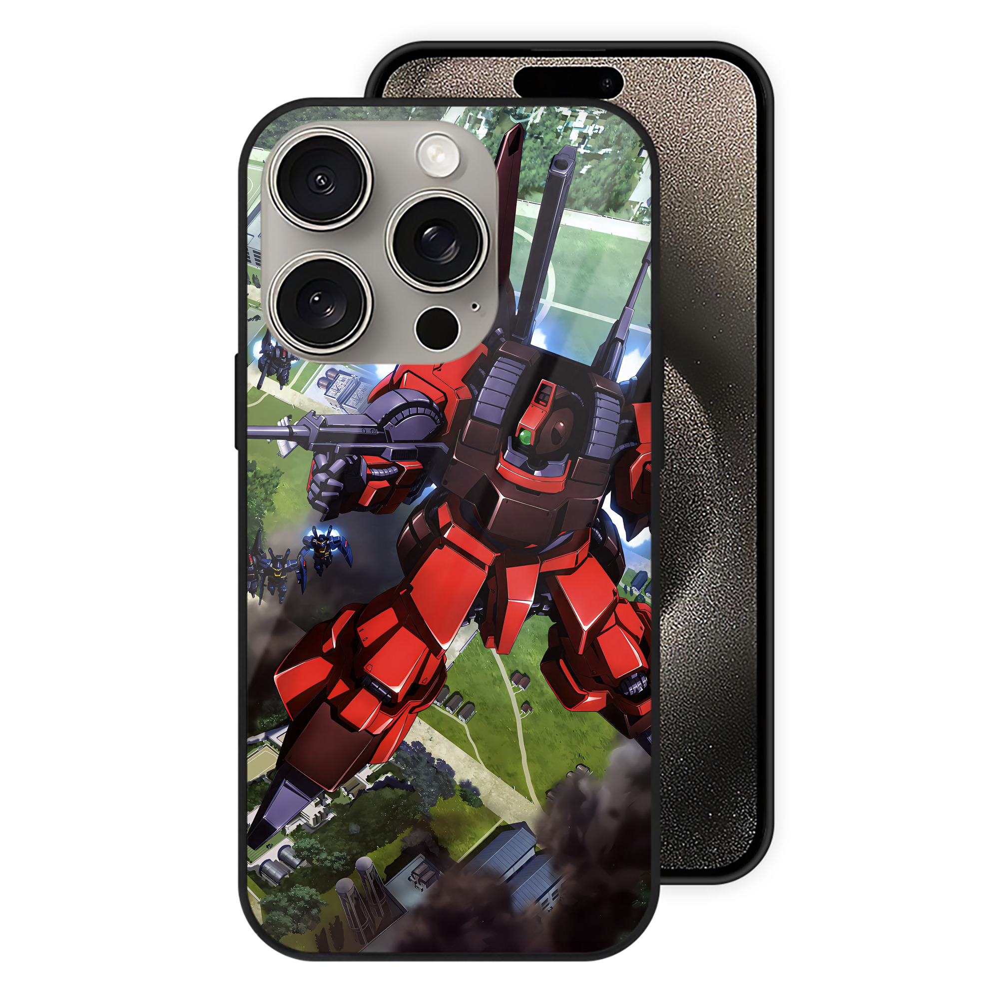 （画像用） 機動戦士ガンダム Mobile Suit Gundam 【iPhone15Pro対応】スマホケース 耐衝撃＆黄変防止 背面ガラス