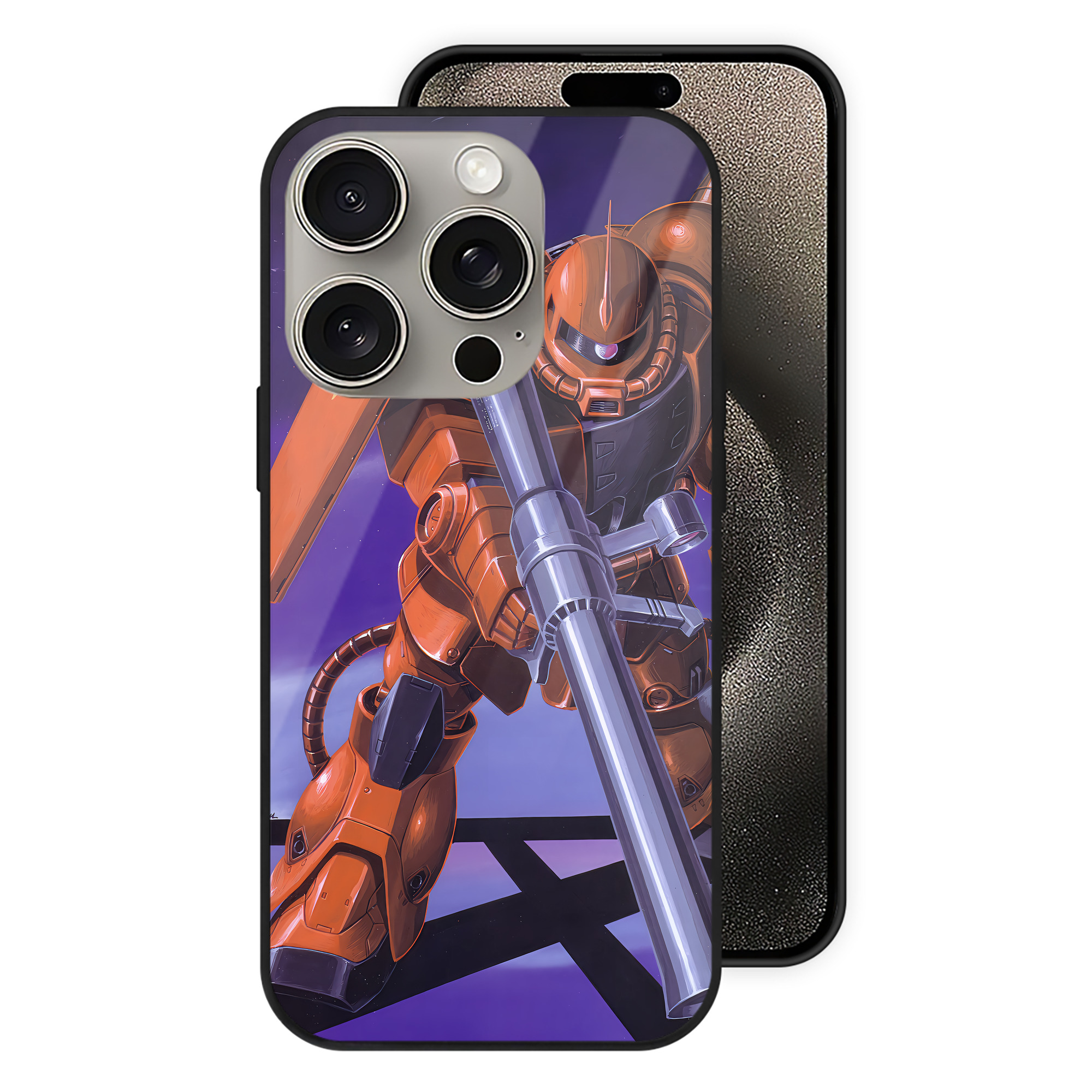 （画像用） 機動戦士ガンダム Mobile Suit Gundam 【iPhone15Pro対応】スマホケース 耐衝撃＆黄変防止 背面ガラス