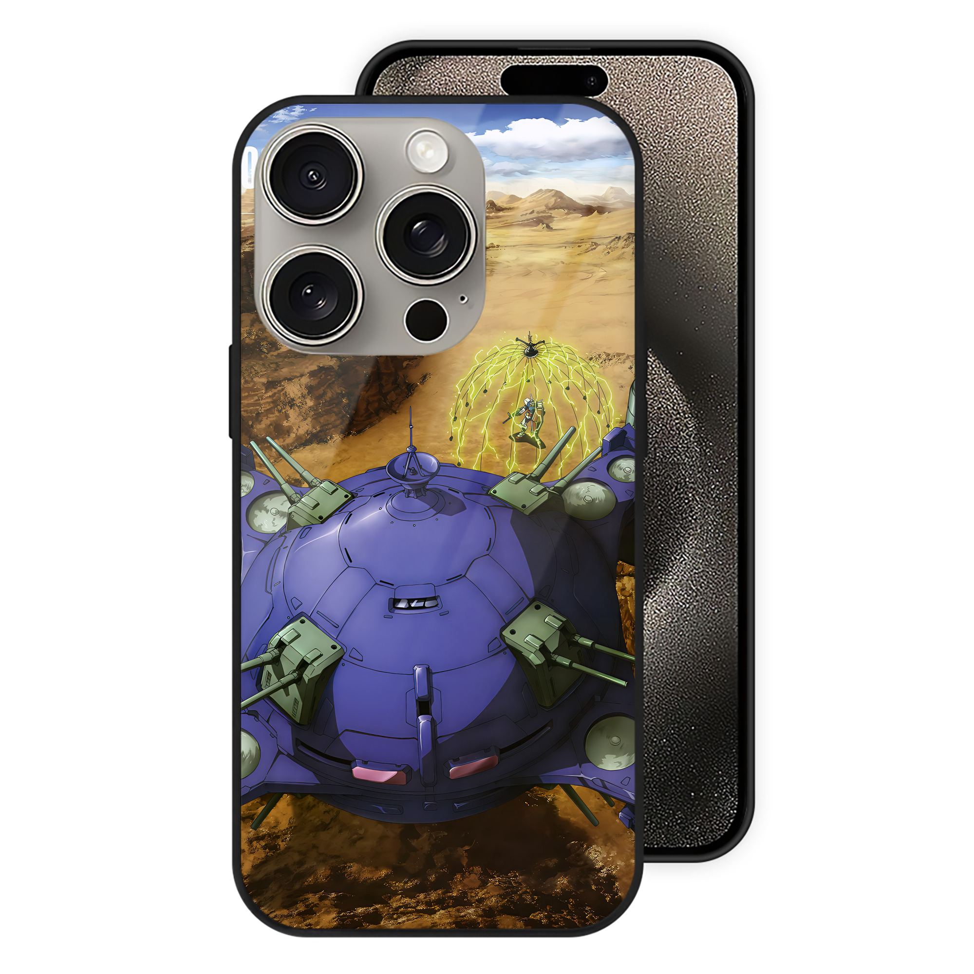 （画像用） 機動戦士ガンダム Mobile Suit Gundam 【iPhone15Pro対応】スマホケース 耐衝撃＆黄変防止 背面ガラス