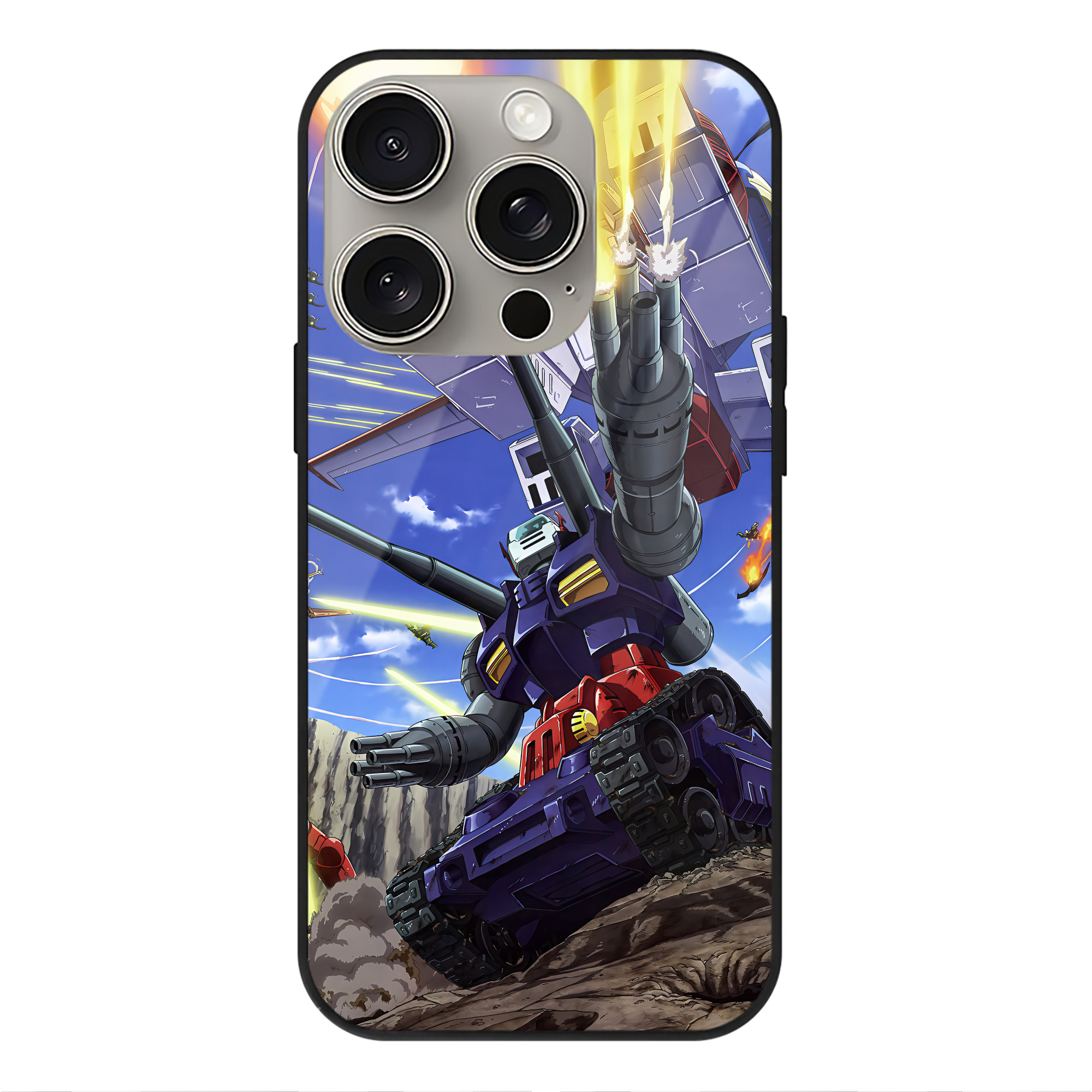 （画像用） 機動戦士ガンダム Mobile Suit Gundam 【iPhone15Pro対応】スマホケース 耐衝撃＆黄変防止 背面ガラス