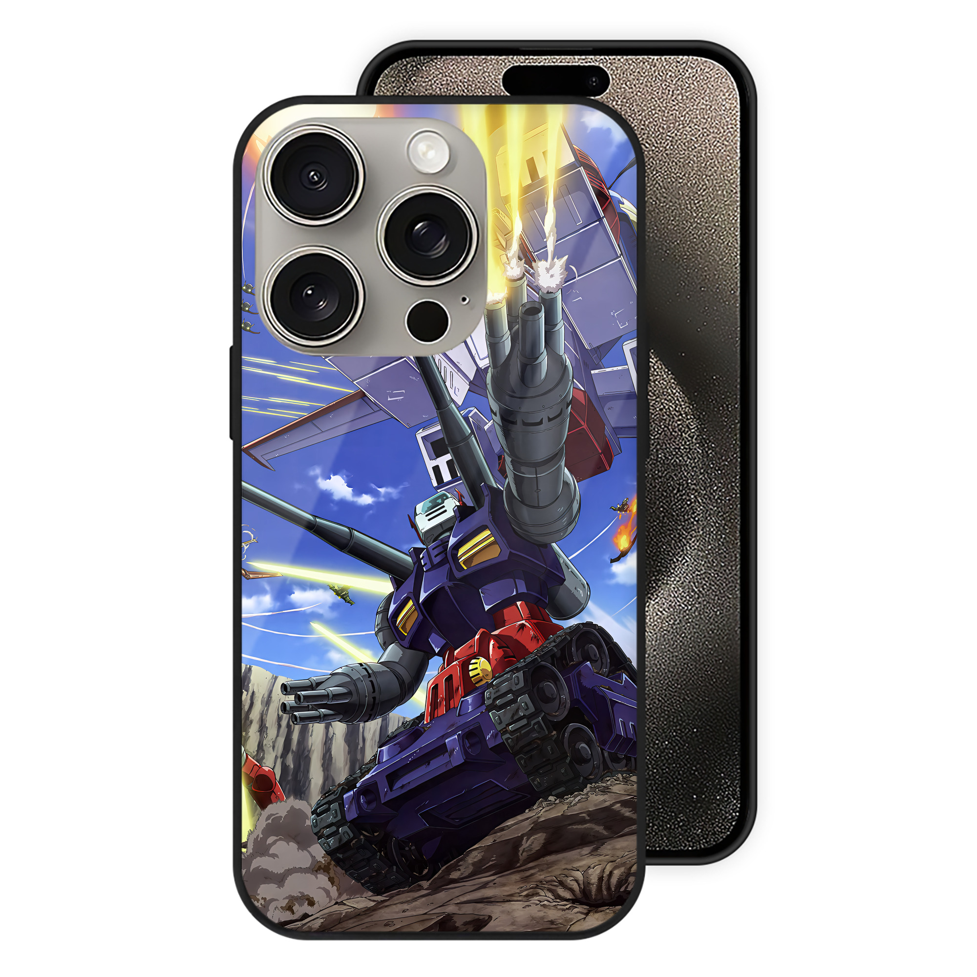 （画像用） 機動戦士ガンダム Mobile Suit Gundam 【iPhone15Pro対応】スマホケース 耐衝撃＆黄変防止 背面ガラス
