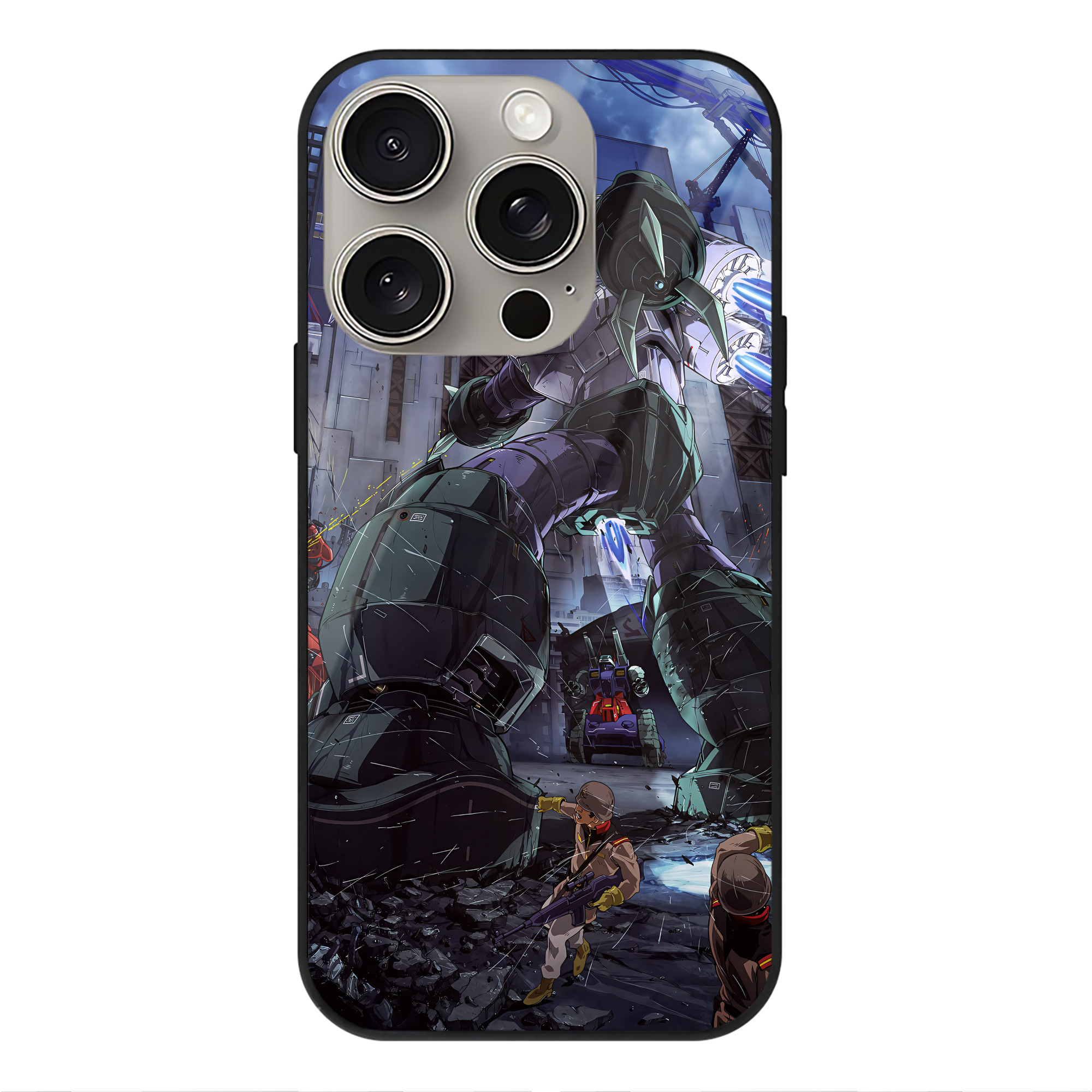 （画像用） 機動戦士ガンダム Mobile Suit Gundam 【iPhone15Pro対応】スマホケース 耐衝撃＆黄変防止 背面ガラス