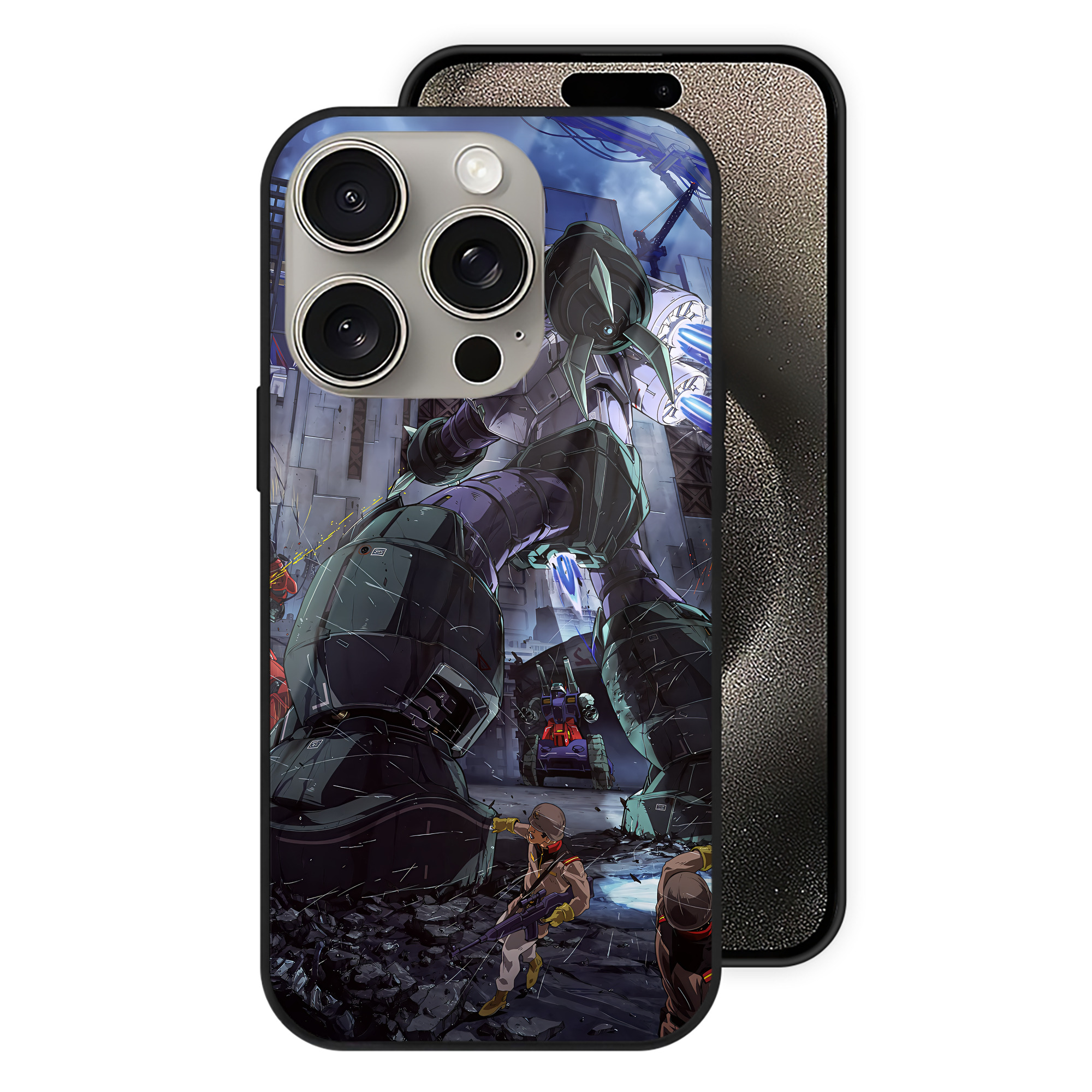 （画像用） 機動戦士ガンダム Mobile Suit Gundam 【iPhone15Pro対応】スマホケース 耐衝撃＆黄変防止 背面ガラス