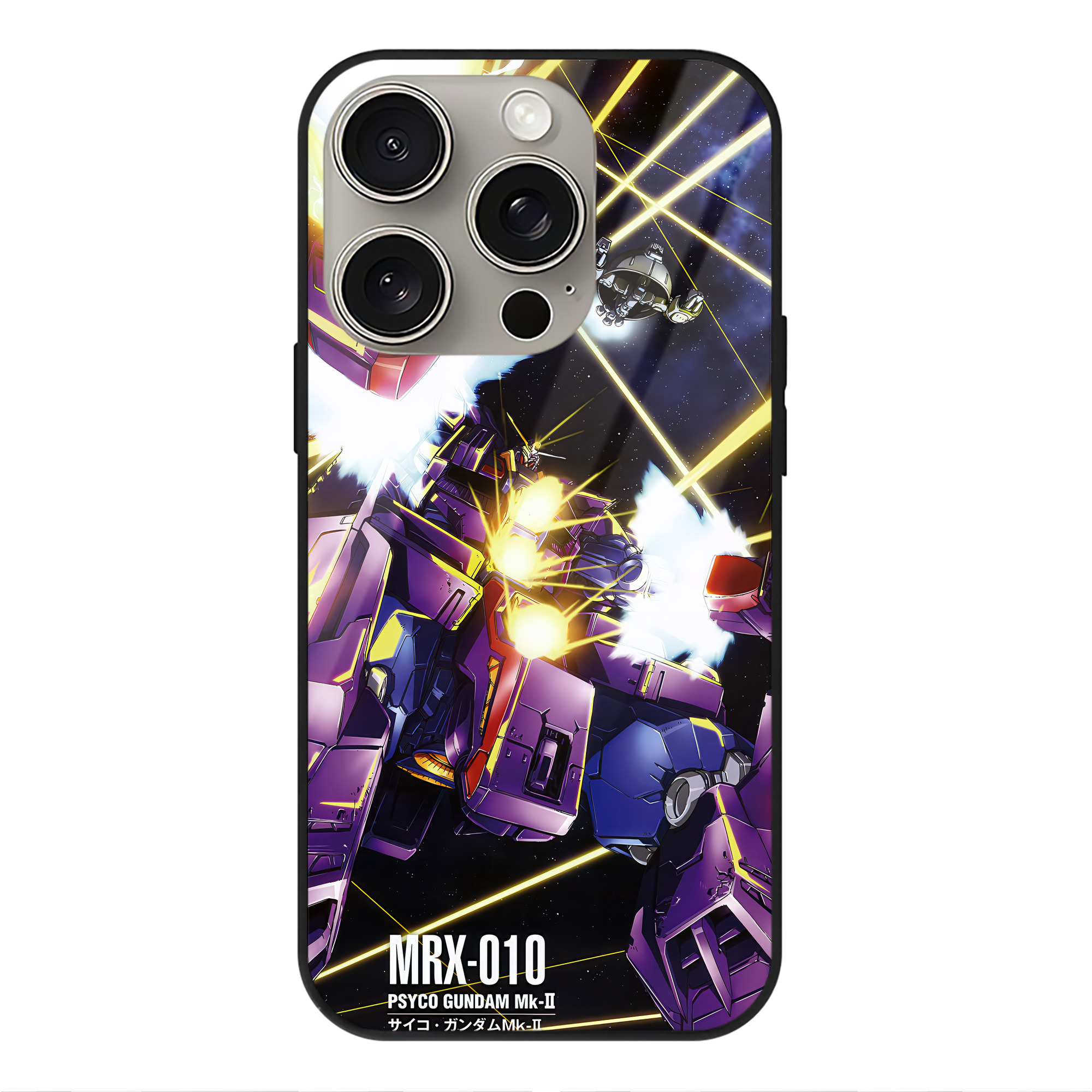 （画像用） 機動戦士ガンダム Mobile Suit Gundam 【iPhone15Pro対応】スマホケース 耐衝撃＆黄変防止 背面ガラス