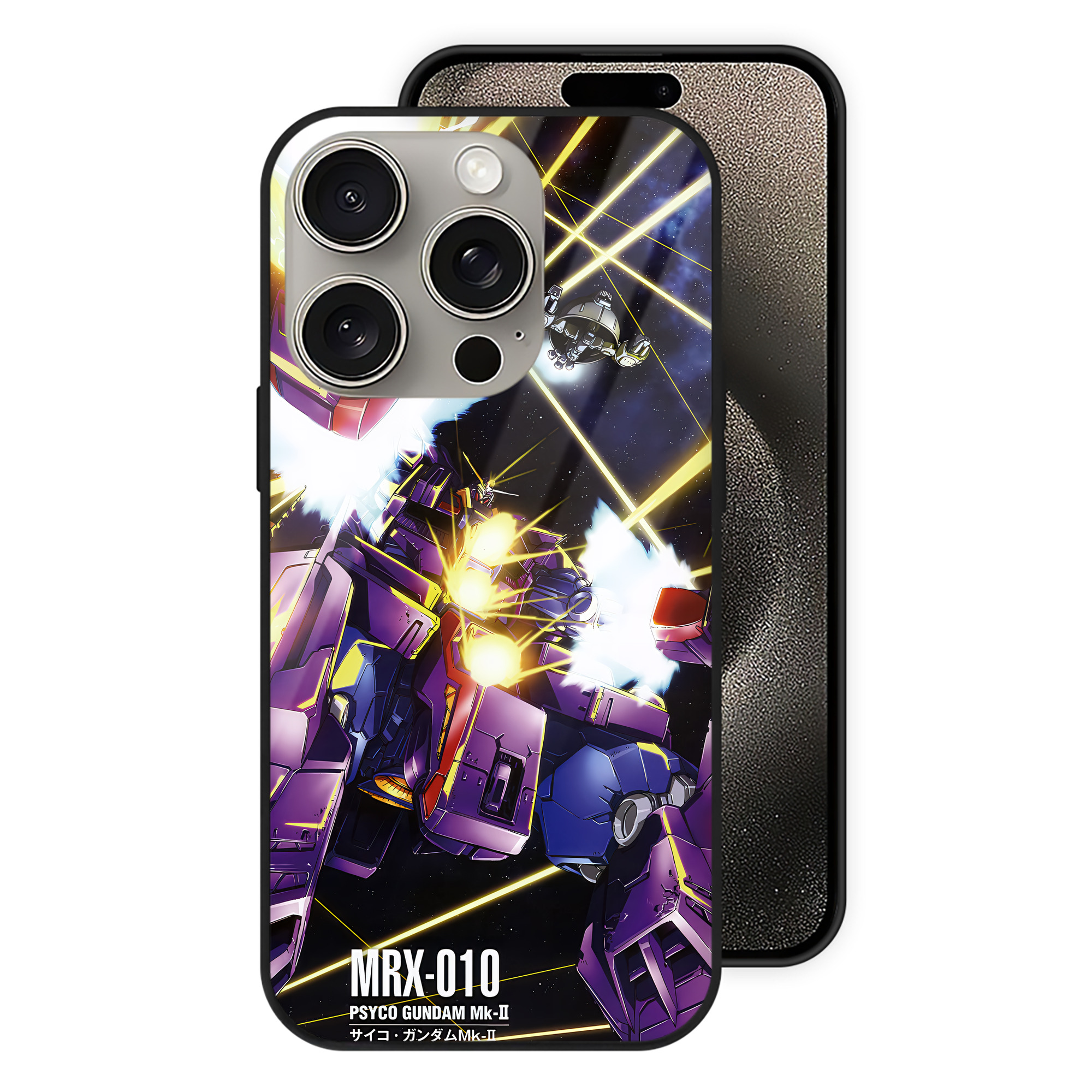 （画像用） 機動戦士ガンダム Mobile Suit Gundam 【iPhone15Pro対応】スマホケース 耐衝撃＆黄変防止 背面ガラス