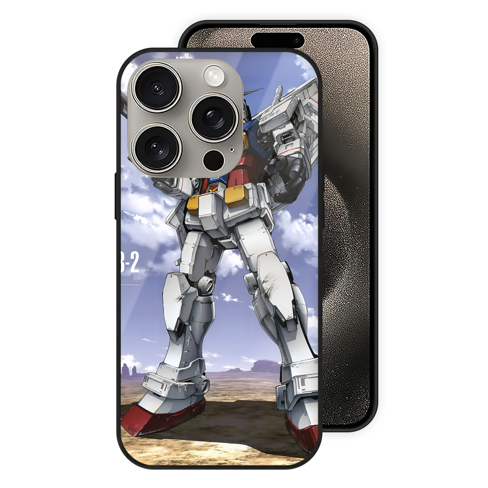 （画像用） 機動戦士ガンダム Mobile Suit Gundam 【iPhone15Pro対応】スマホケース 耐衝撃＆黄変防止 背面ガラス
