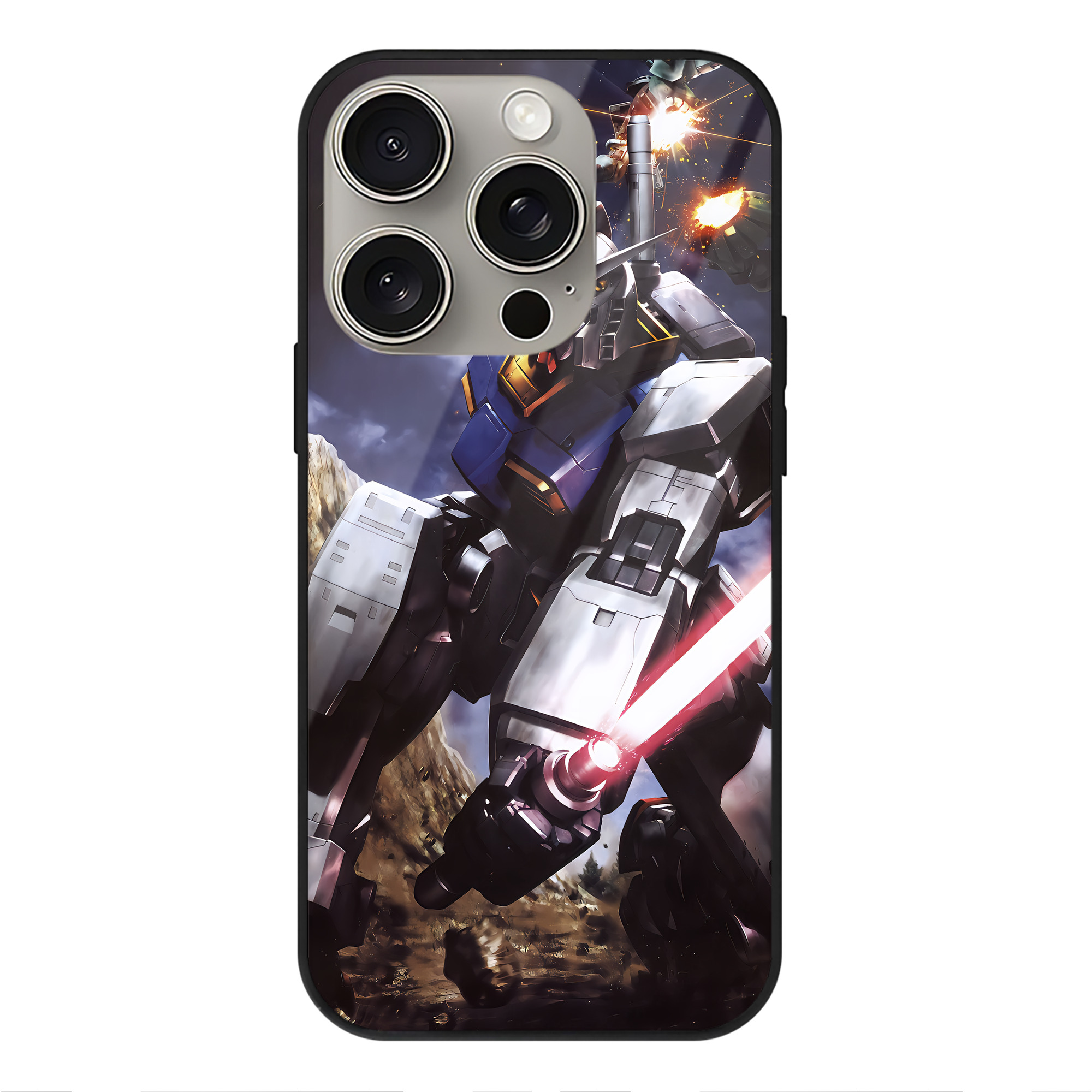 （画像用） 機動戦士ガンダム Mobile Suit Gundam 【iPhone15Pro対応】スマホケース 耐衝撃＆黄変防止 背面ガラス