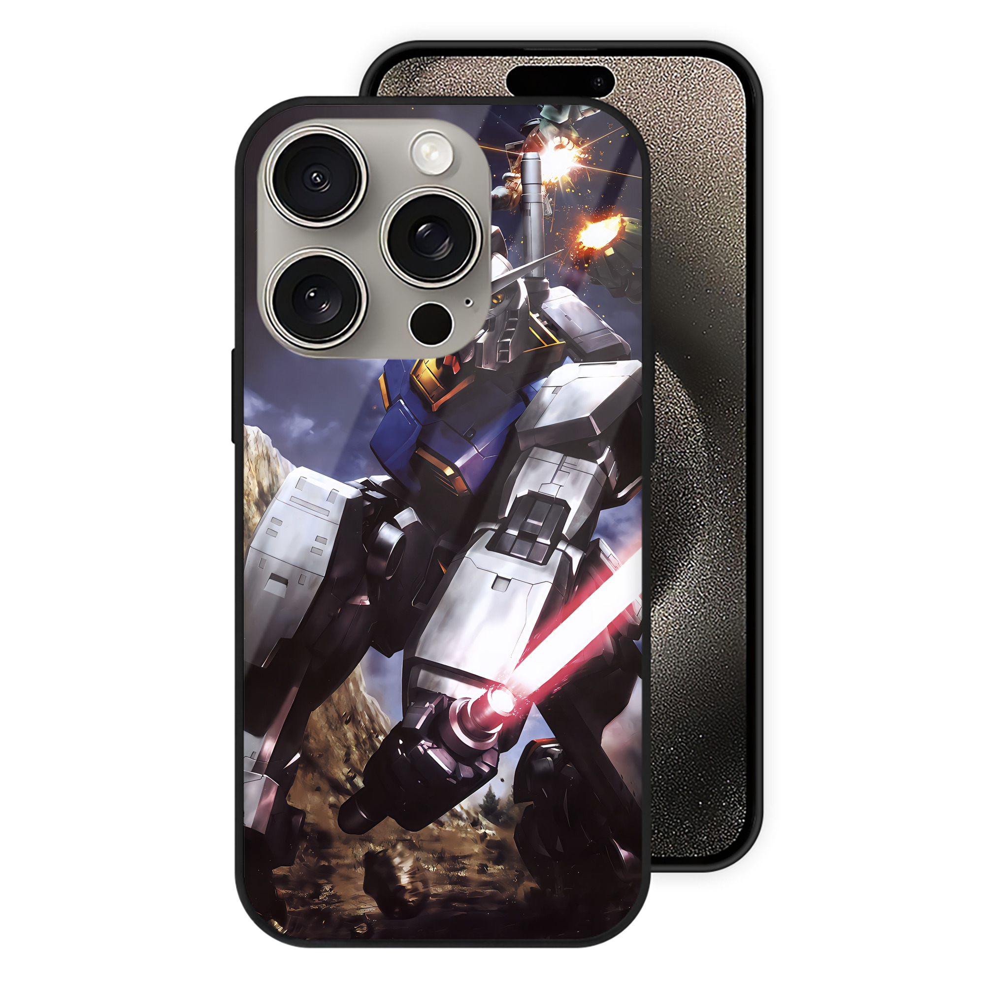 （画像用） 機動戦士ガンダム Mobile Suit Gundam 【iPhone15Pro対応】スマホケース 耐衝撃＆黄変防止 背面ガラス