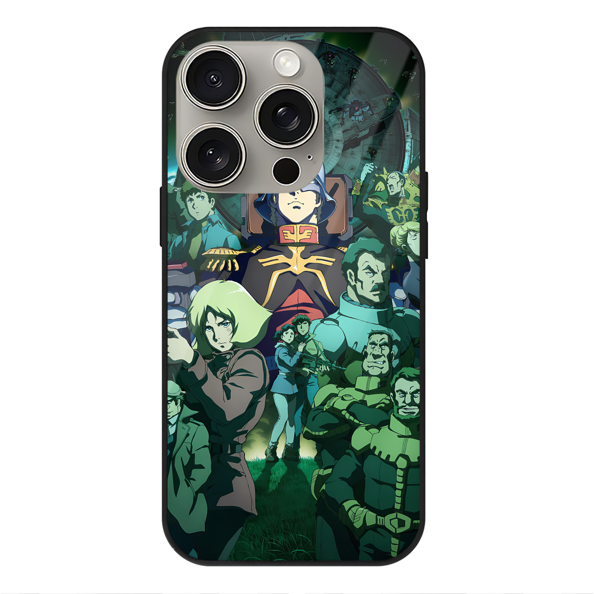 （画像用） 機動戦士ガンダム Mobile Suit Gundam 【iPhone15Pro対応】スマホケース 耐衝撃＆黄変防止 背面ガラス