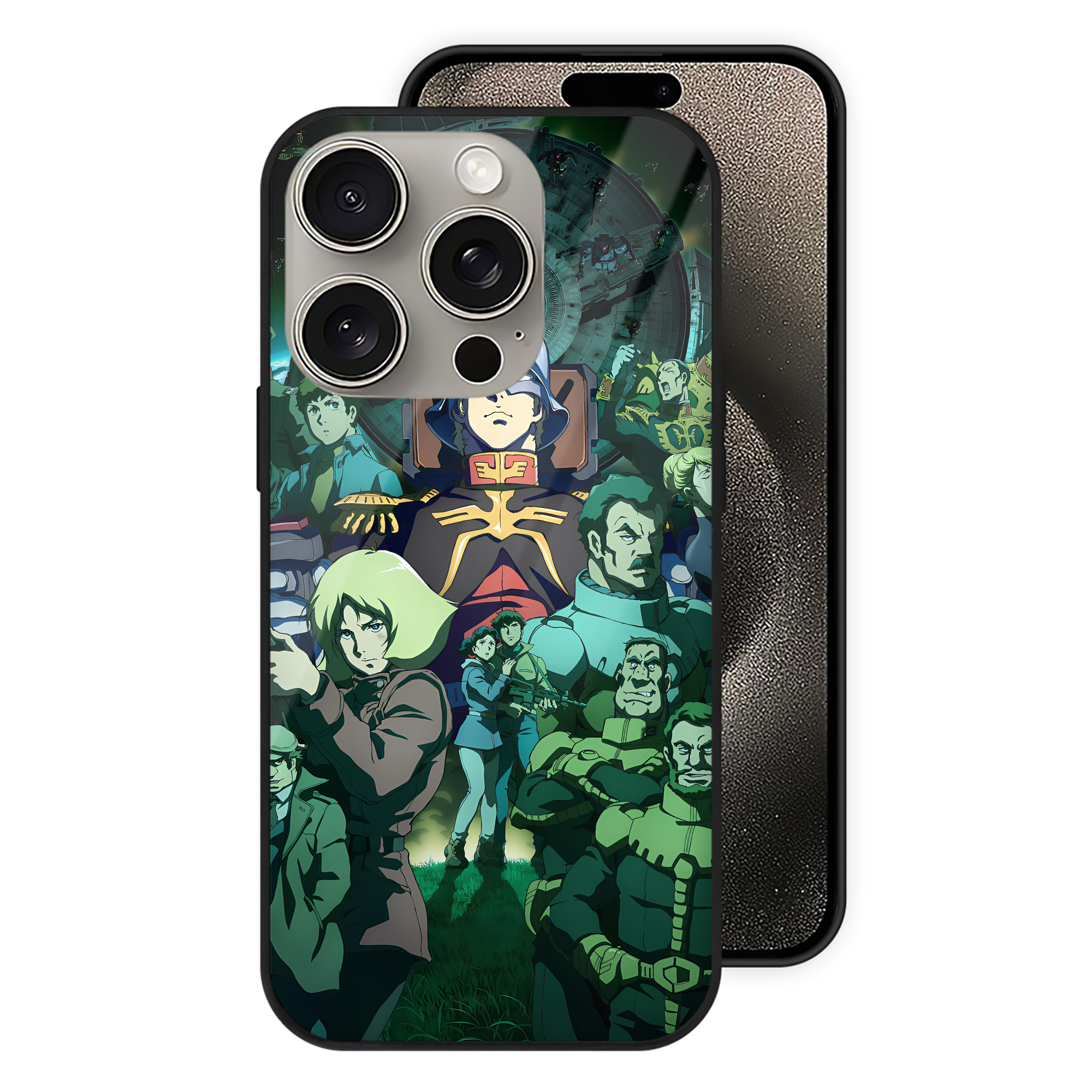 （画像用） 機動戦士ガンダム Mobile Suit Gundam 【iPhone15Pro対応】スマホケース 耐衝撃＆黄変防止 背面ガラス