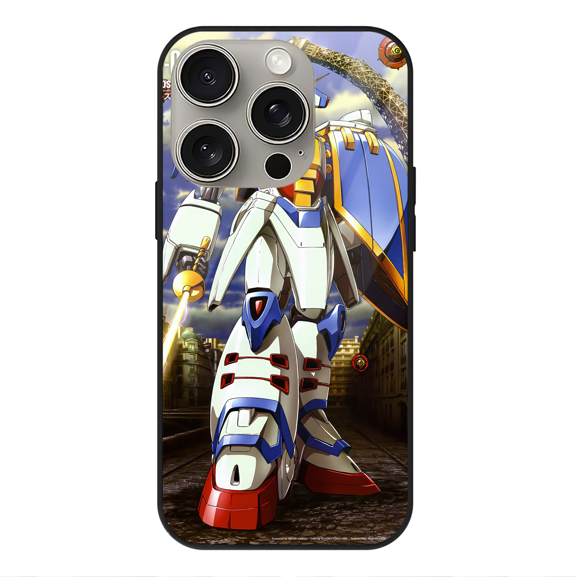 （画像用） 機動戦士ガンダム Mobile Suit Gundam 【iPhone15Pro対応】スマホケース 耐衝撃＆黄変防止 背面ガラス