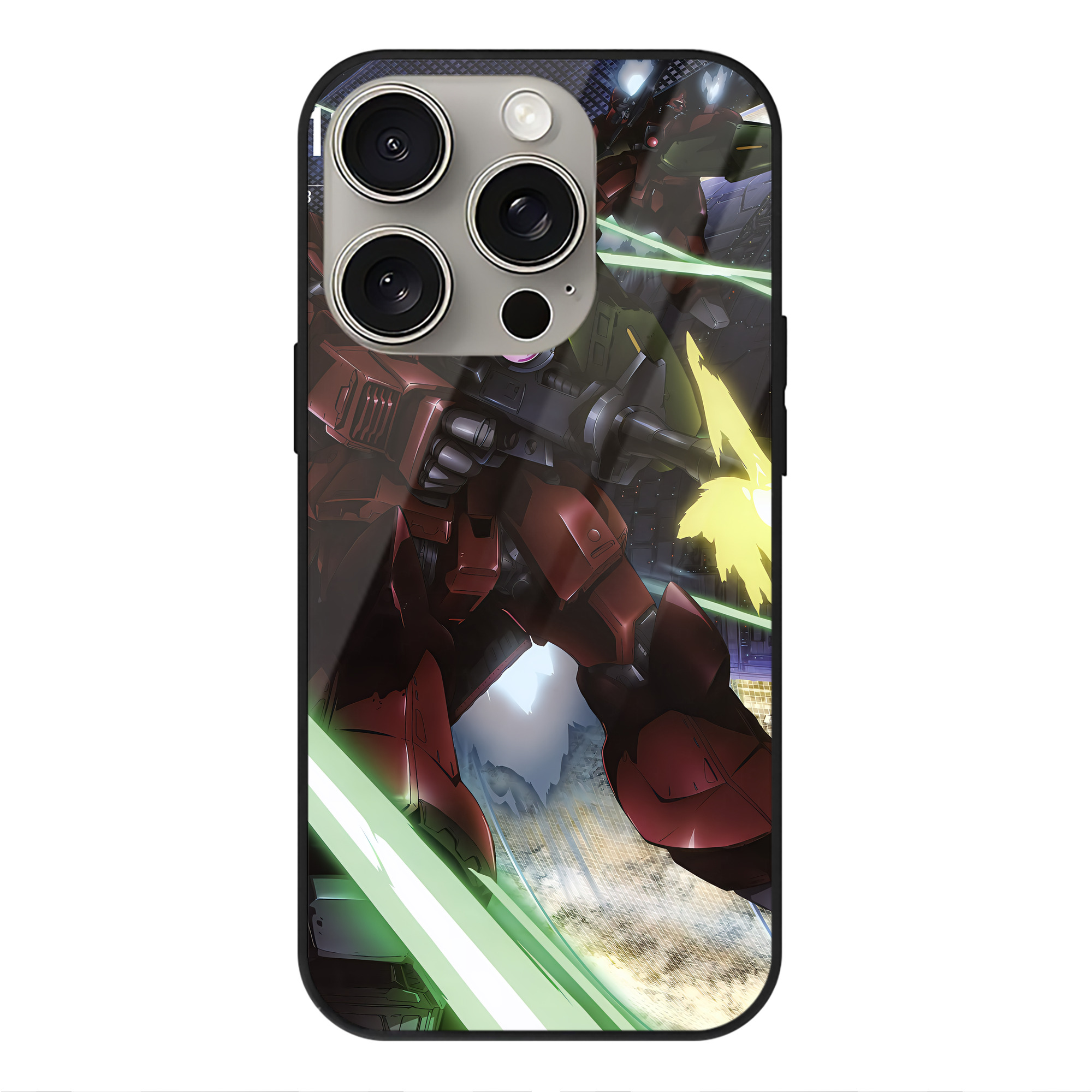 （画像用） 機動戦士ガンダム Mobile Suit Gundam 【iPhone15Pro対応】スマホケース 耐衝撃＆黄変防止 背面ガラス