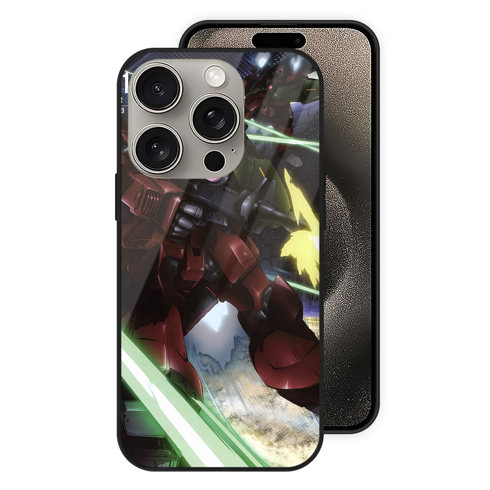 （画像用） 機動戦士ガンダム Mobile Suit Gundam 【iPhone15Pro対応】スマホケース 耐衝撃＆黄変防止 背面ガラス