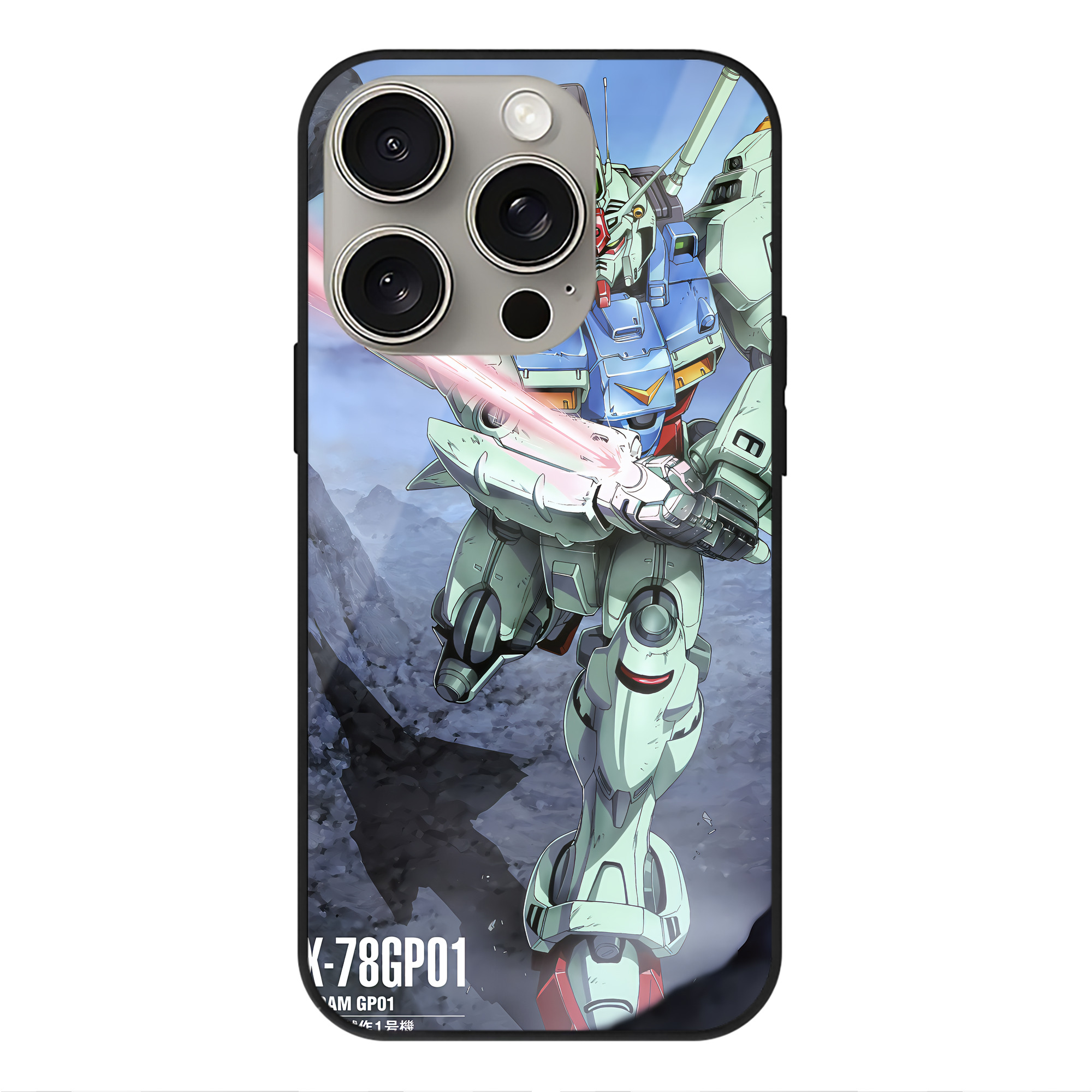 （画像用） 機動戦士ガンダム Mobile Suit Gundam 【iPhone15Pro対応】スマホケース 耐衝撃＆黄変防止 背面ガラス