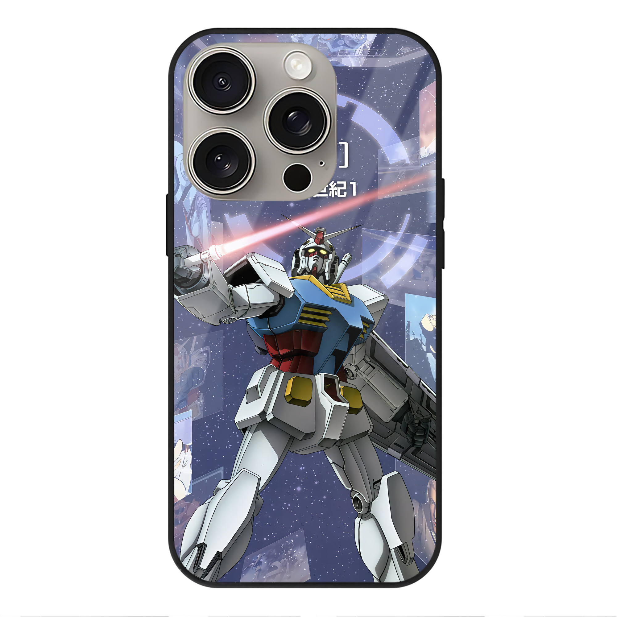 （画像用） 機動戦士ガンダム Mobile Suit Gundam 【iPhone15Pro対応】スマホケース 耐衝撃＆黄変防止 背面ガラス