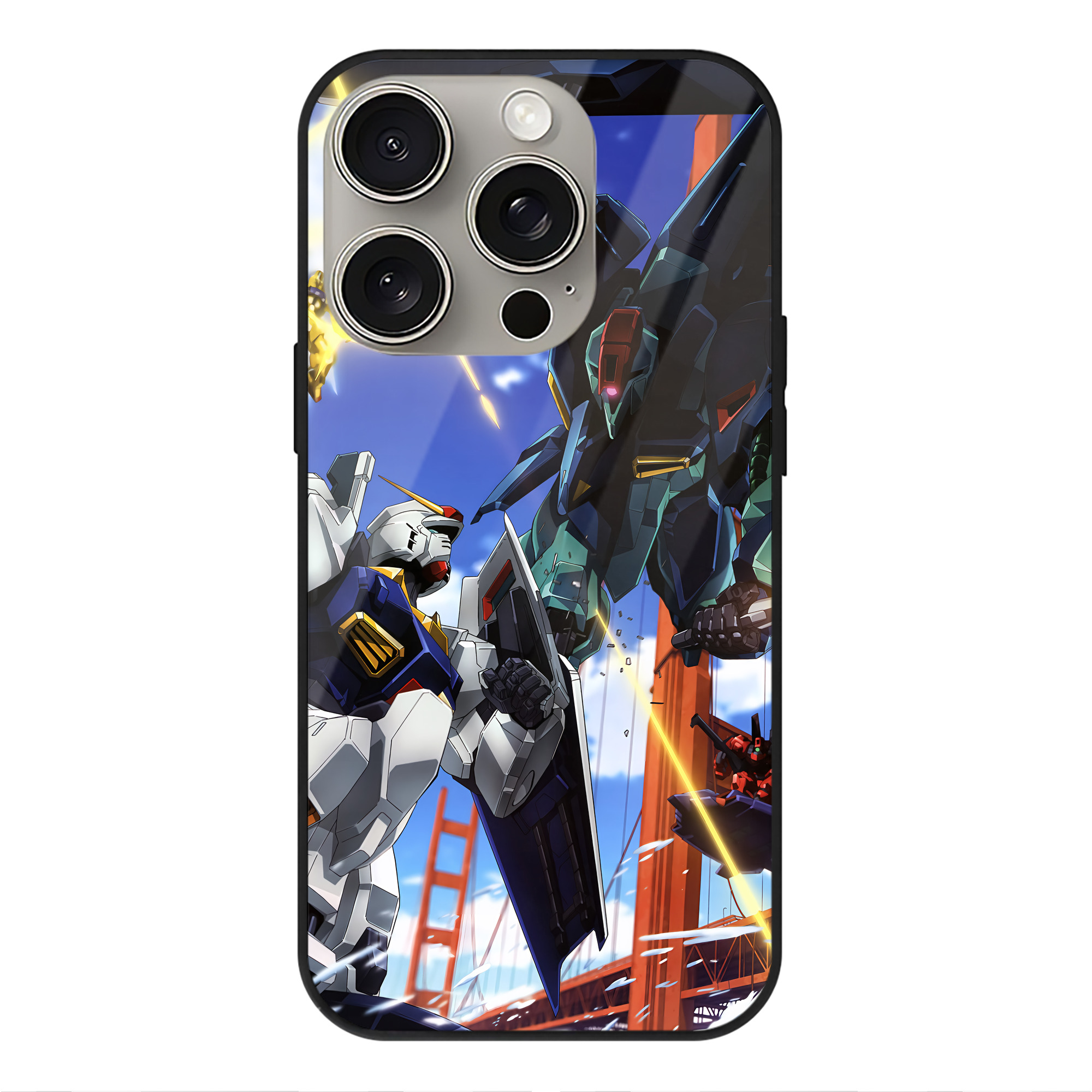 （画像用） 機動戦士ガンダム Mobile Suit Gundam 【iPhone15Pro対応】スマホケース 耐衝撃＆黄変防止 背面ガラス