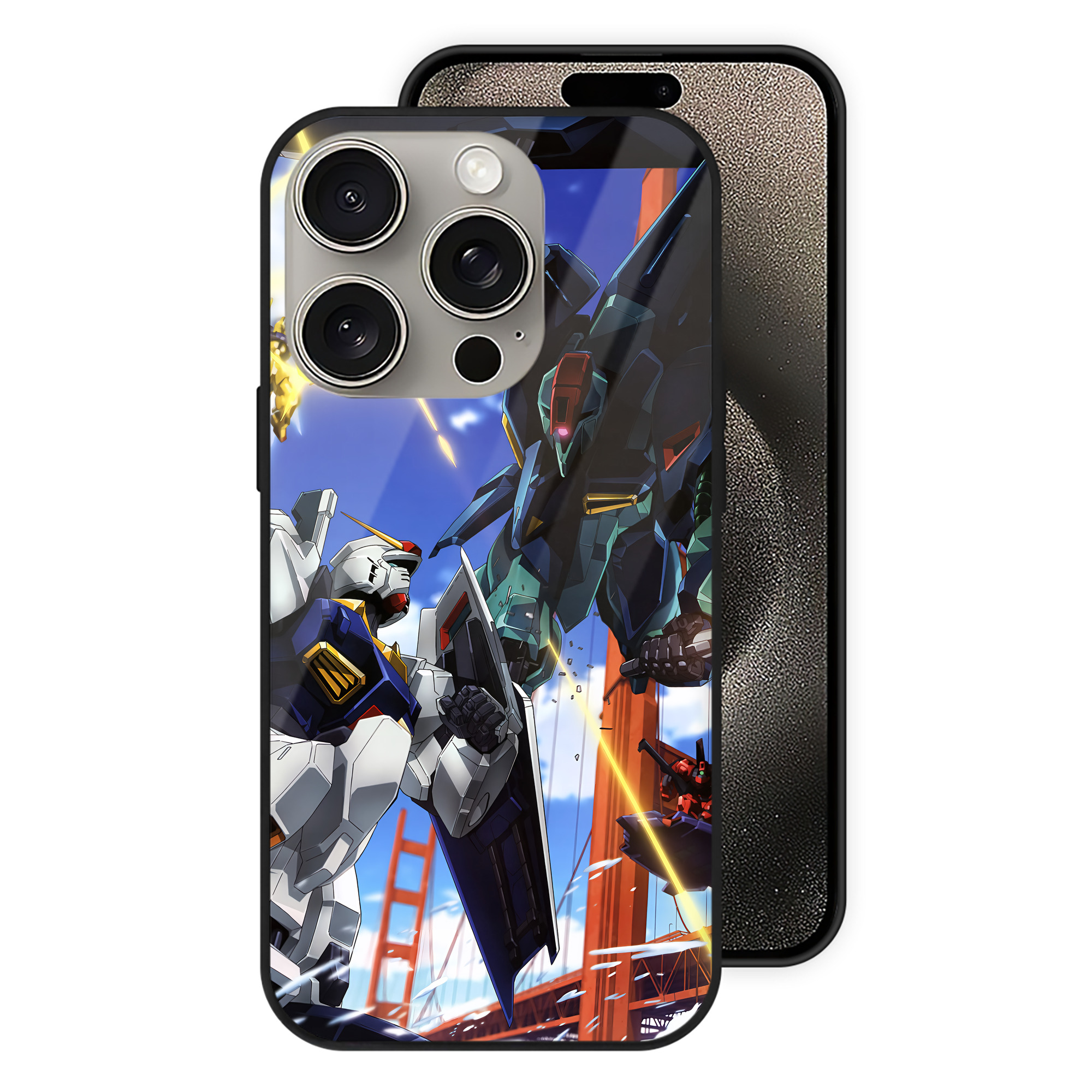 （画像用） 機動戦士ガンダム Mobile Suit Gundam 【iPhone15Pro対応】スマホケース 耐衝撃＆黄変防止 背面ガラス