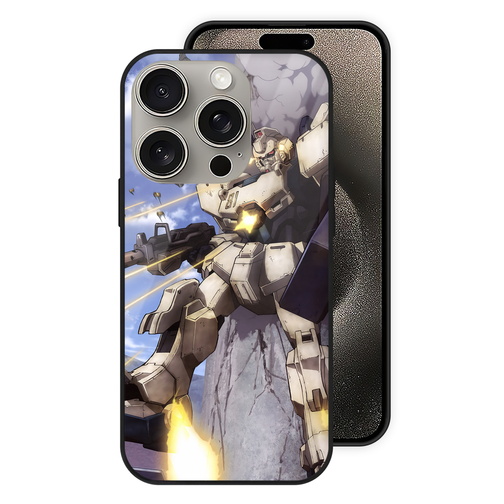 （画像用） 機動戦士ガンダム Mobile Suit Gundam 【iPhone15Pro対応】スマホケース 耐衝撃＆黄変防止 背面ガラス