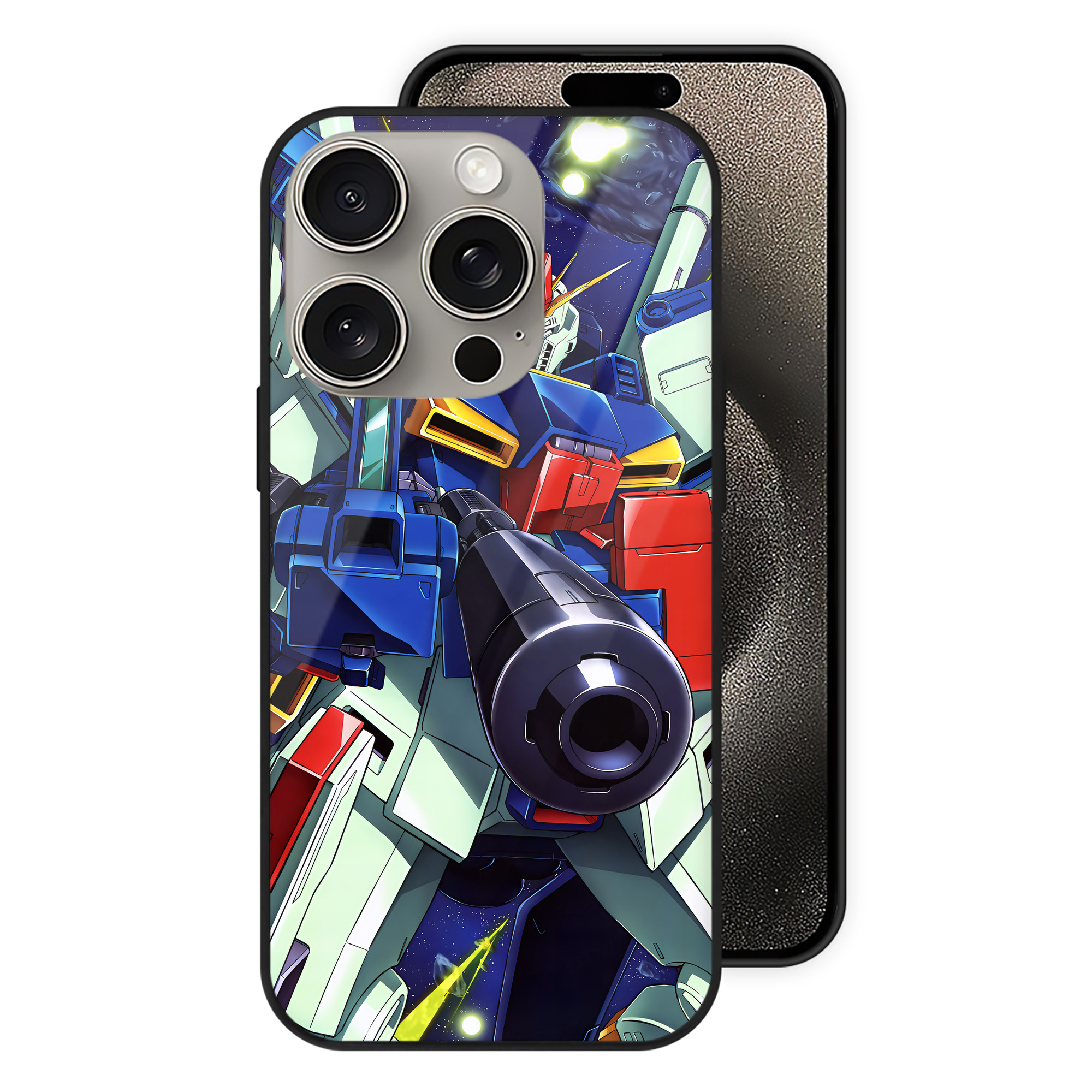 （画像用） 機動戦士ガンダム Mobile Suit Gundam 【iPhone15Pro対応】スマホケース 耐衝撃＆黄変防止 背面ガラス