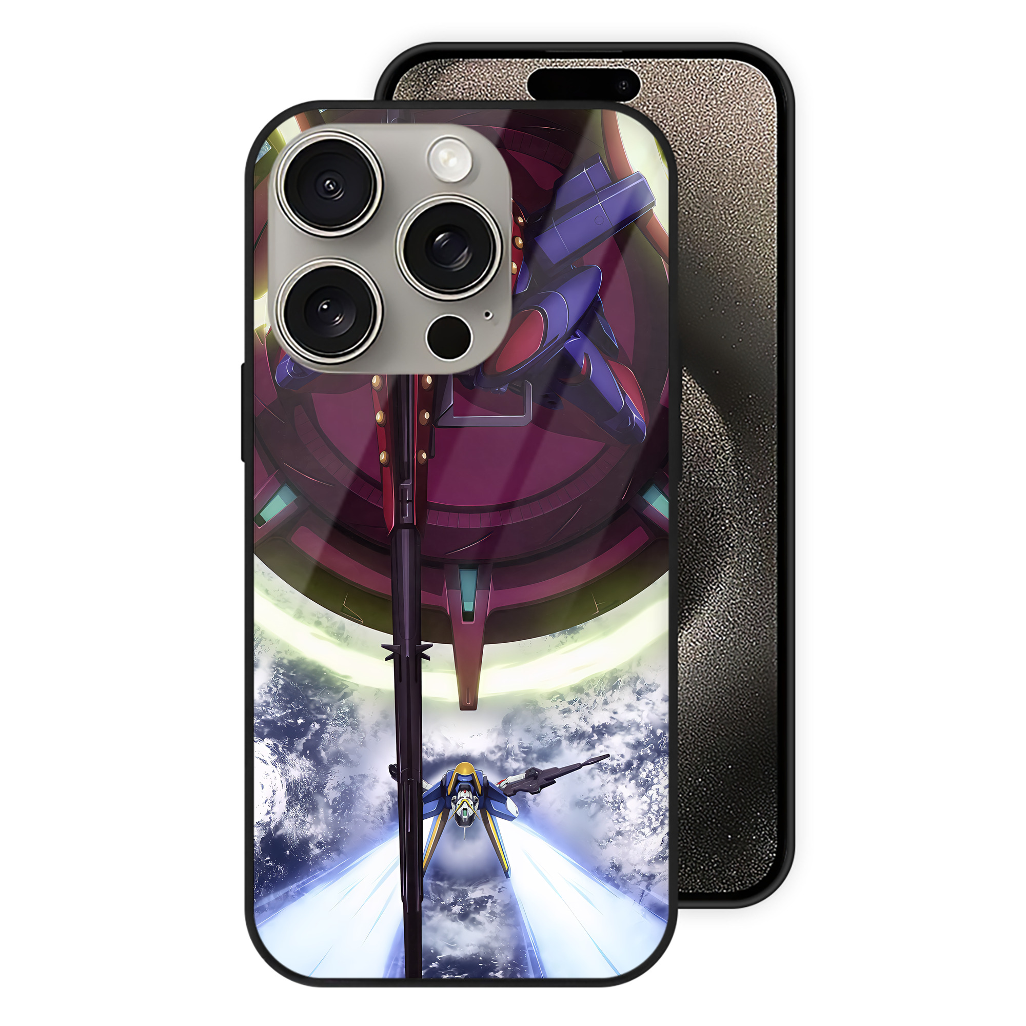 （画像用） 機動戦士ガンダム Mobile Suit Gundam 【iPhone15Pro対応】スマホケース 耐衝撃＆黄変防止 背面ガラス