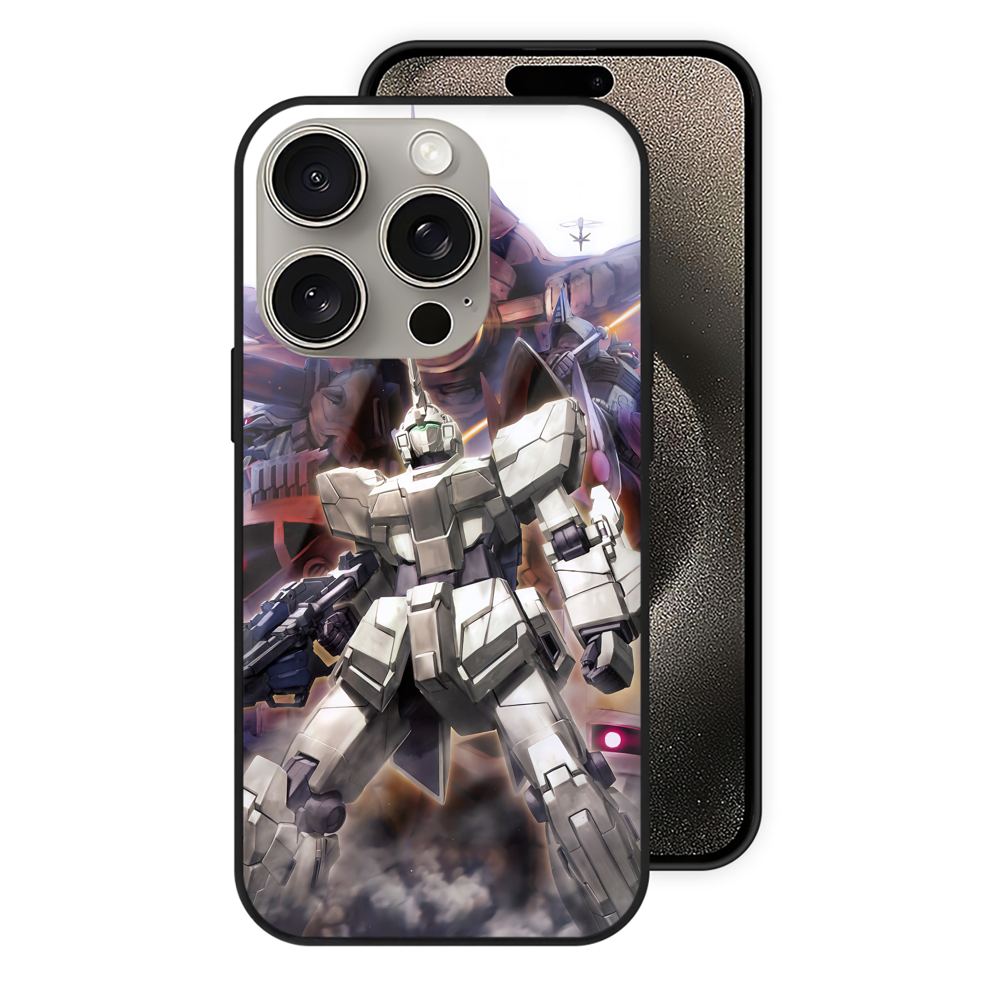 （画像用） 機動戦士ガンダム Mobile Suit Gundam 【iPhone15Pro対応】スマホケース 耐衝撃＆黄変防止 背面ガラス