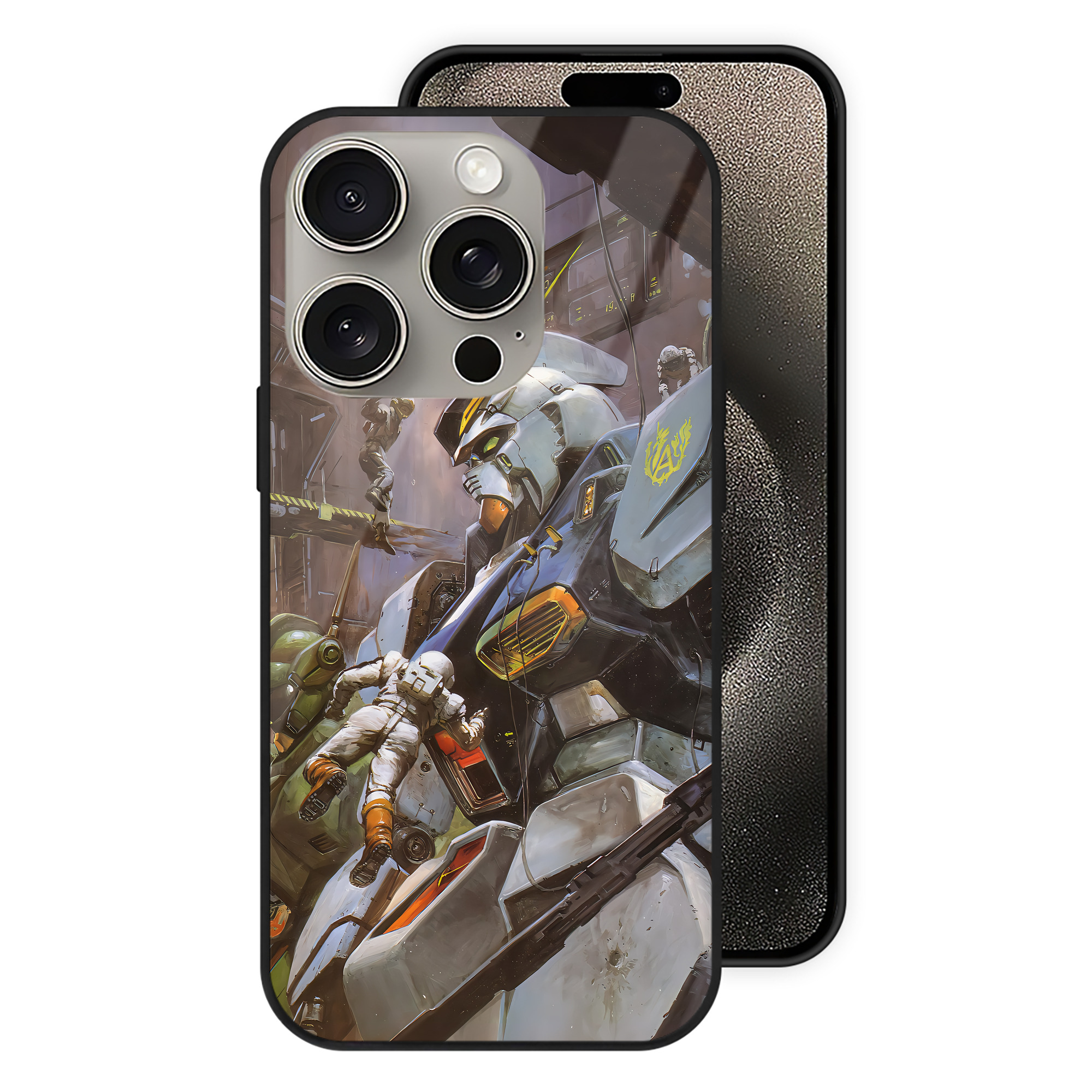（画像用） 機動戦士ガンダム Mobile Suit Gundam 【iPhone15Pro対応】スマホケース 耐衝撃＆黄変防止 背面ガラス