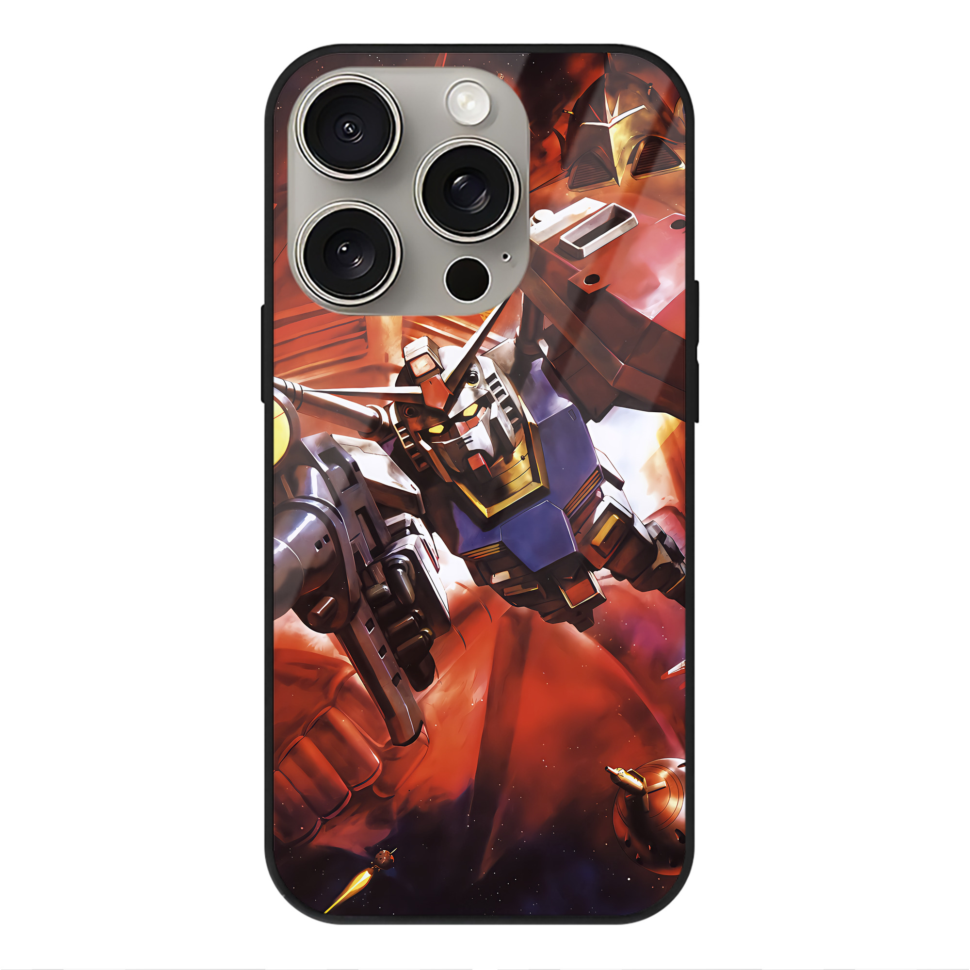 （画像用） 機動戦士ガンダム Mobile Suit Gundam 【iPhone15Pro対応】スマホケース 耐衝撃＆黄変防止 背面ガラス