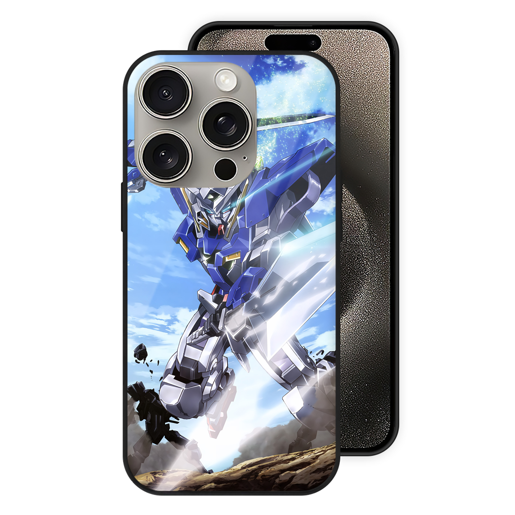 （画像用） 機動戦士ガンダム Mobile Suit Gundam 【iPhone15Pro対応】スマホケース 耐衝撃＆黄変防止 背面ガラス