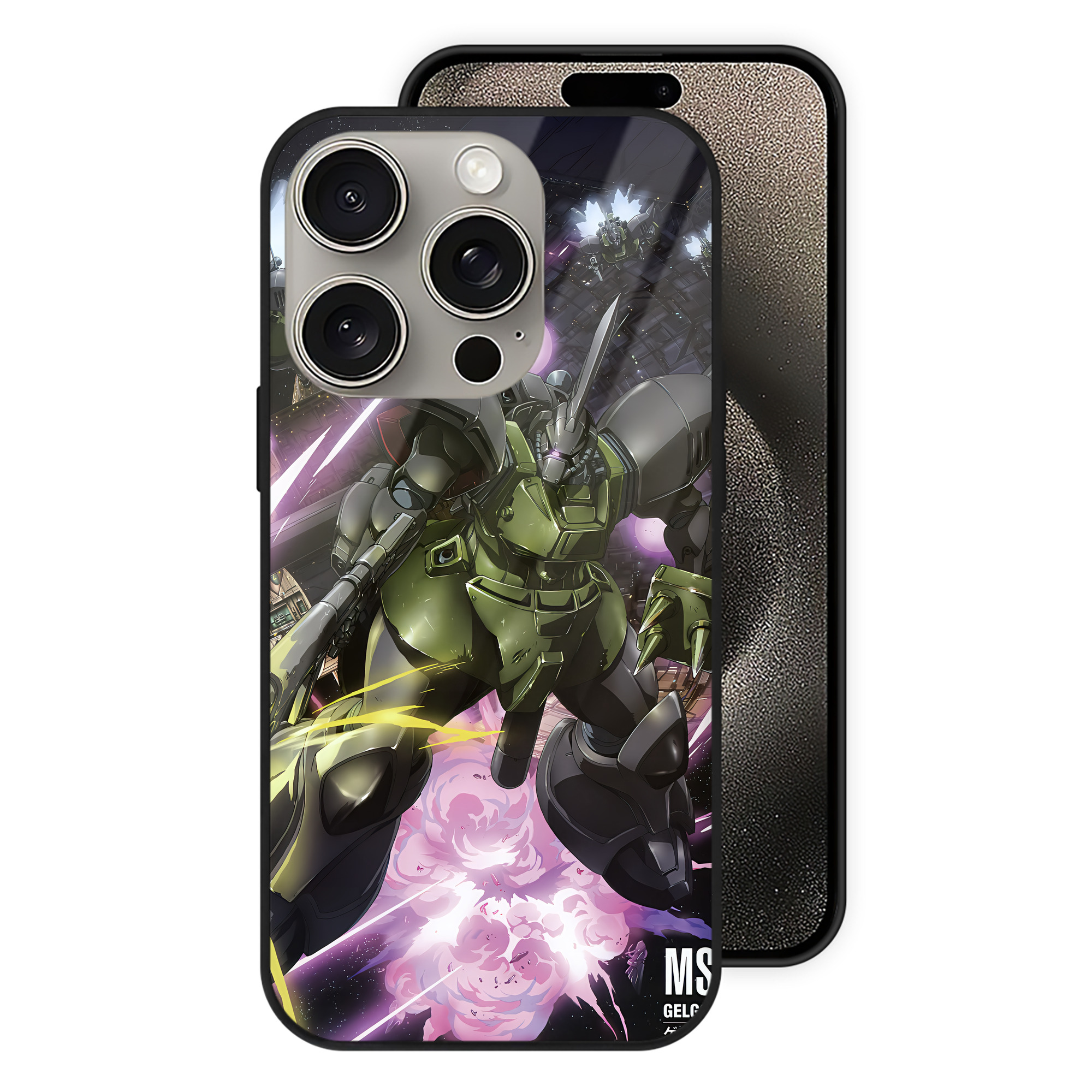 （画像用） 機動戦士ガンダム Mobile Suit Gundam 【iPhone15Pro対応】スマホケース 耐衝撃＆黄変防止 背面ガラス