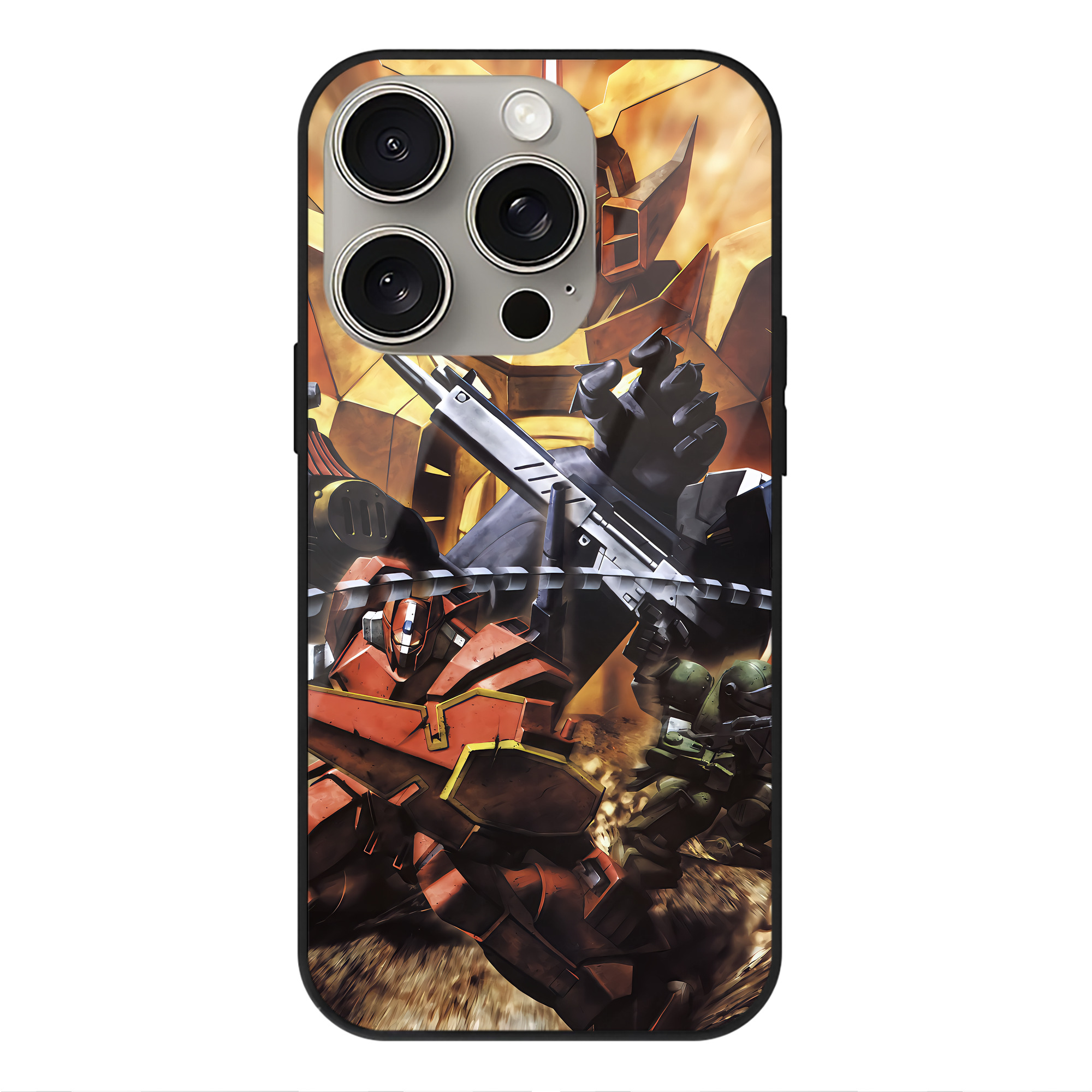 （画像用） 機動戦士ガンダム Mobile Suit Gundam 【iPhone15Pro対応】スマホケース 耐衝撃＆黄変防止 背面ガラス