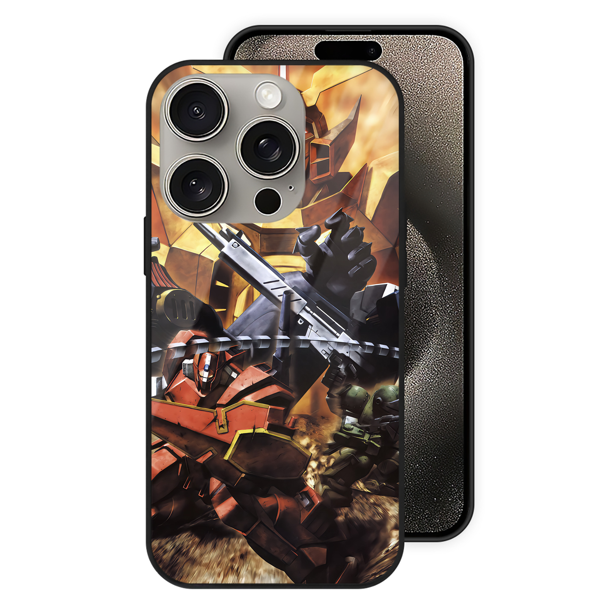 （画像用） 機動戦士ガンダム Mobile Suit Gundam 【iPhone15Pro対応】スマホケース 耐衝撃＆黄変防止 背面ガラス