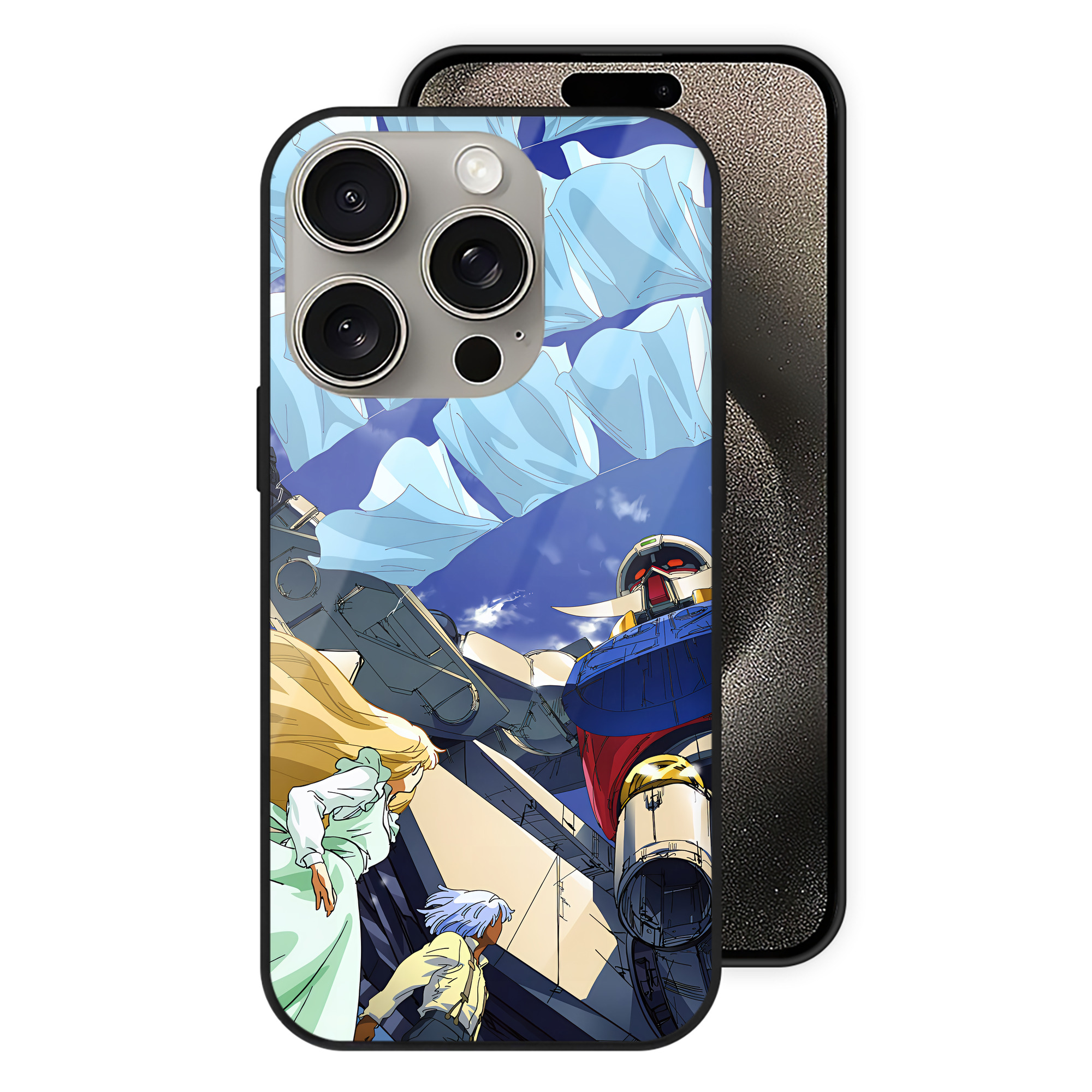 （画像用） 機動戦士ガンダム Mobile Suit Gundam 【iPhone15Pro対応】スマホケース 耐衝撃＆黄変防止 背面ガラス