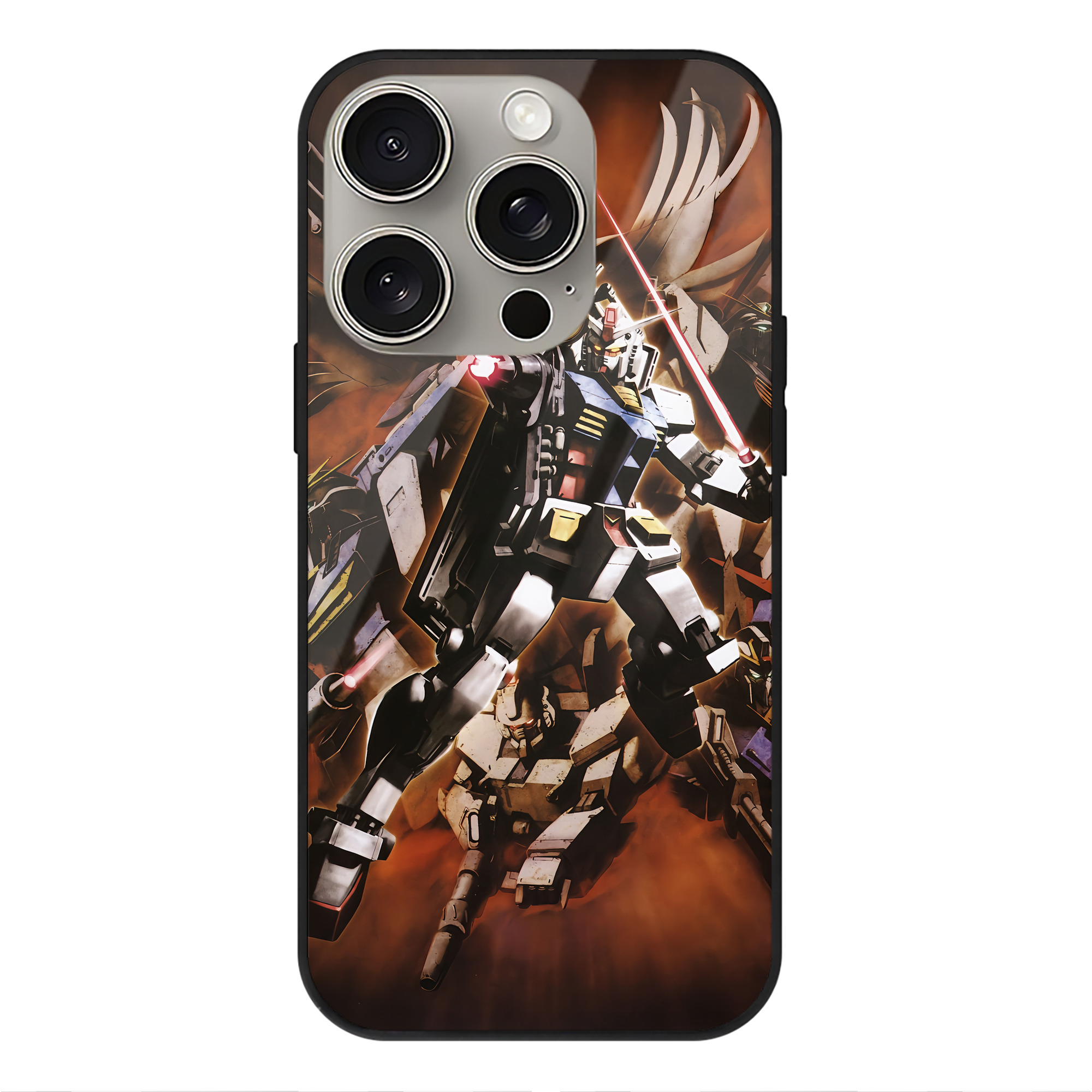 （画像用） 機動戦士ガンダム Mobile Suit Gundam 【iPhone15Pro対応】スマホケース 耐衝撃＆黄変防止 背面ガラス