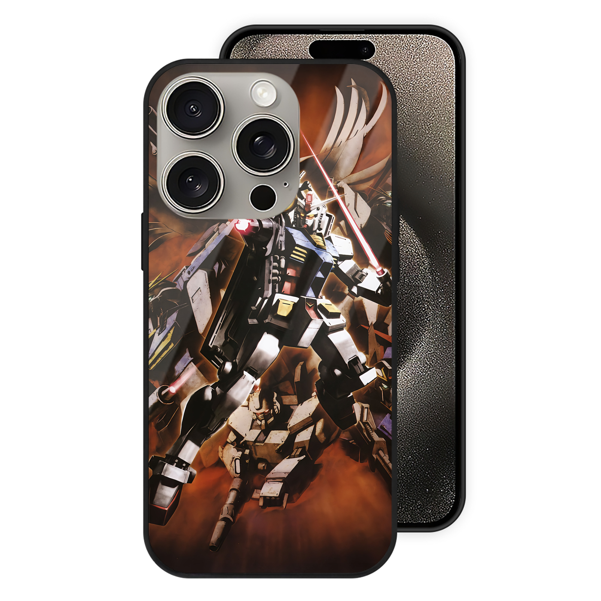 （画像用） 機動戦士ガンダム Mobile Suit Gundam 【iPhone15Pro対応】スマホケース 耐衝撃＆黄変防止 背面ガラス