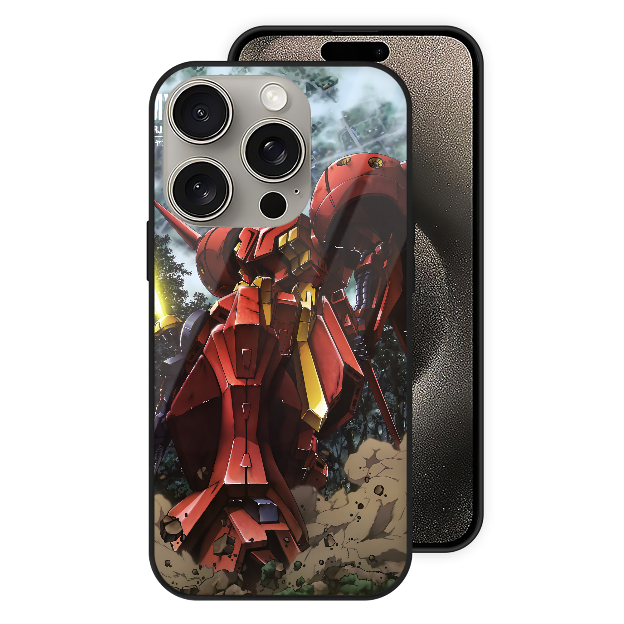 （画像用） 機動戦士ガンダム Mobile Suit Gundam 【iPhone15Pro対応】スマホケース 耐衝撃＆黄変防止 背面ガラス