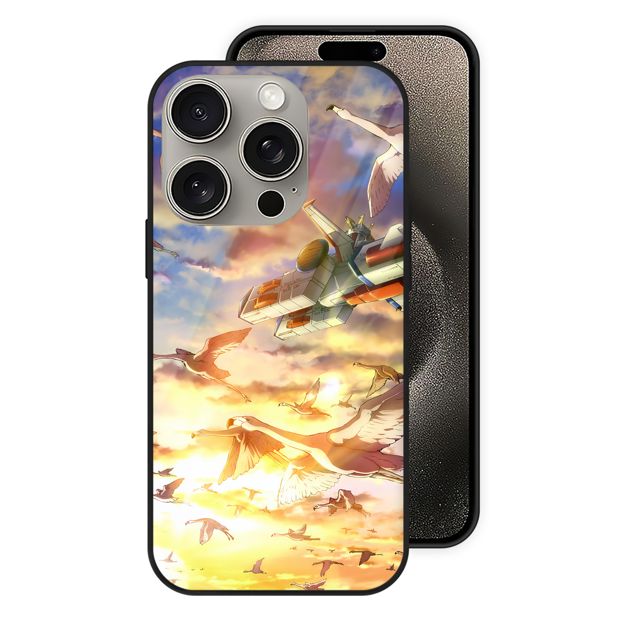 （画像用） 機動戦士ガンダム Mobile Suit Gundam 【iPhone15Pro対応】スマホケース 耐衝撃＆黄変防止 背面ガラス
