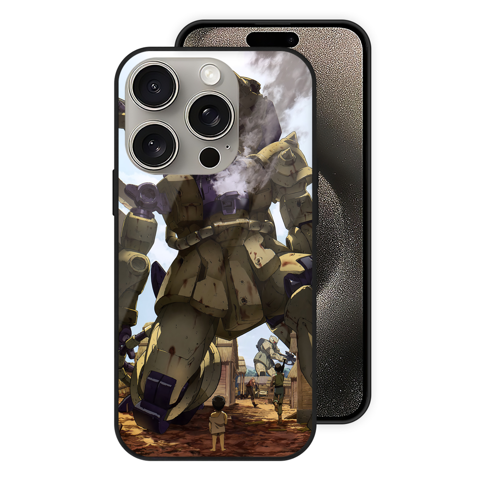 （画像用） 機動戦士ガンダム Mobile Suit Gundam 【iPhone15Pro対応】スマホケース 耐衝撃＆黄変防止 背面ガラス