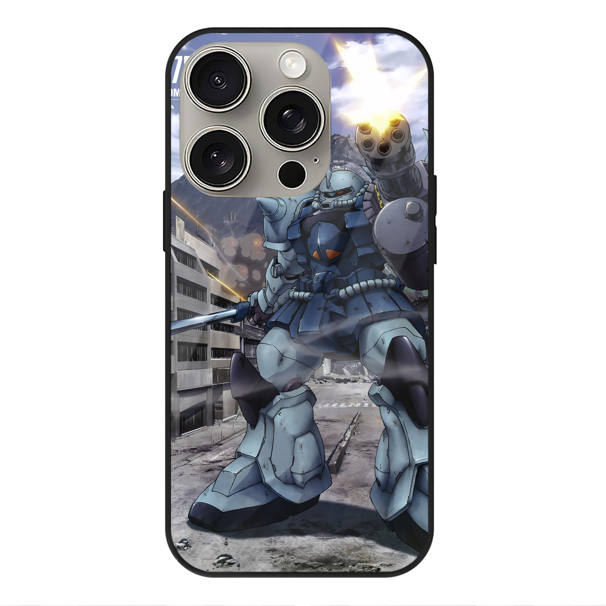 （画像用） 機動戦士ガンダム Mobile Suit Gundam 【iPhone15Pro対応】スマホケース 耐衝撃＆黄変防止 背面ガラス