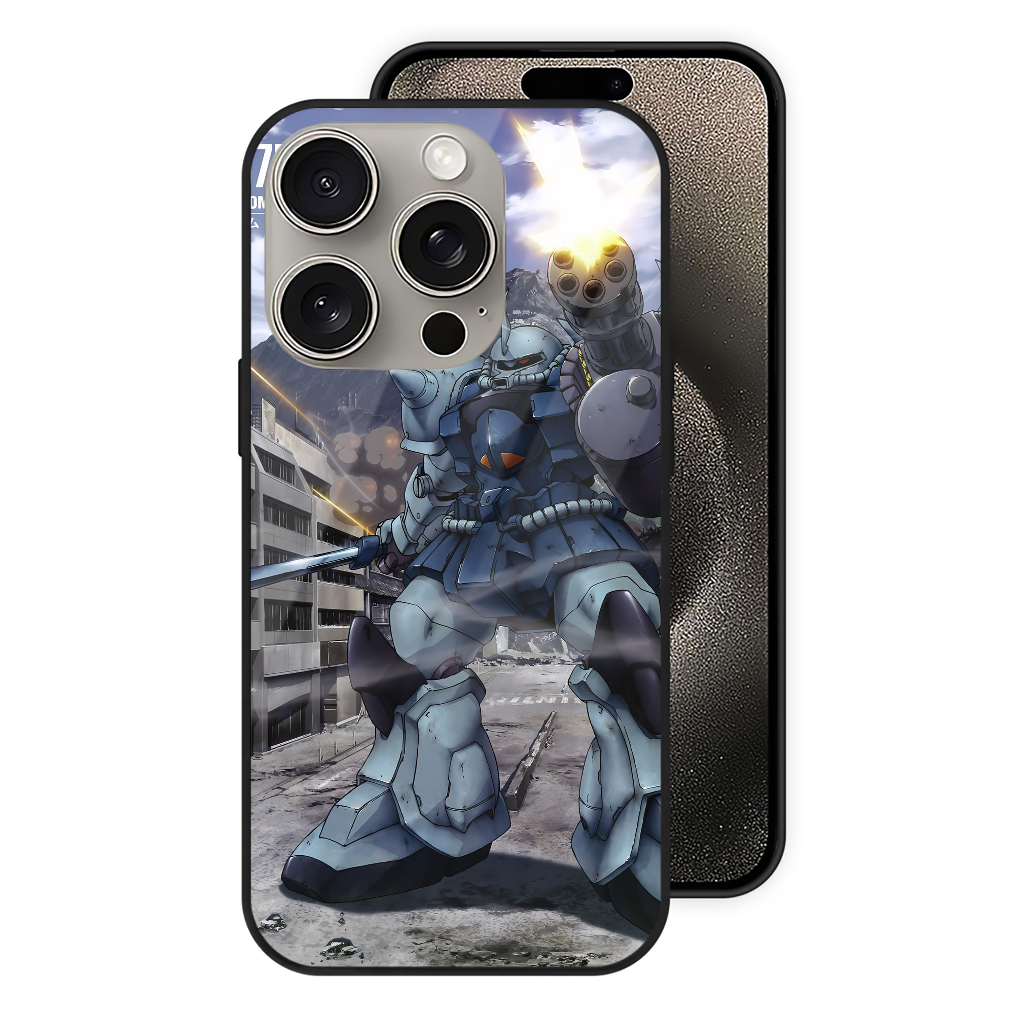 （画像用） 機動戦士ガンダム Mobile Suit Gundam 【iPhone15Pro対応】スマホケース 耐衝撃＆黄変防止 背面ガラス
