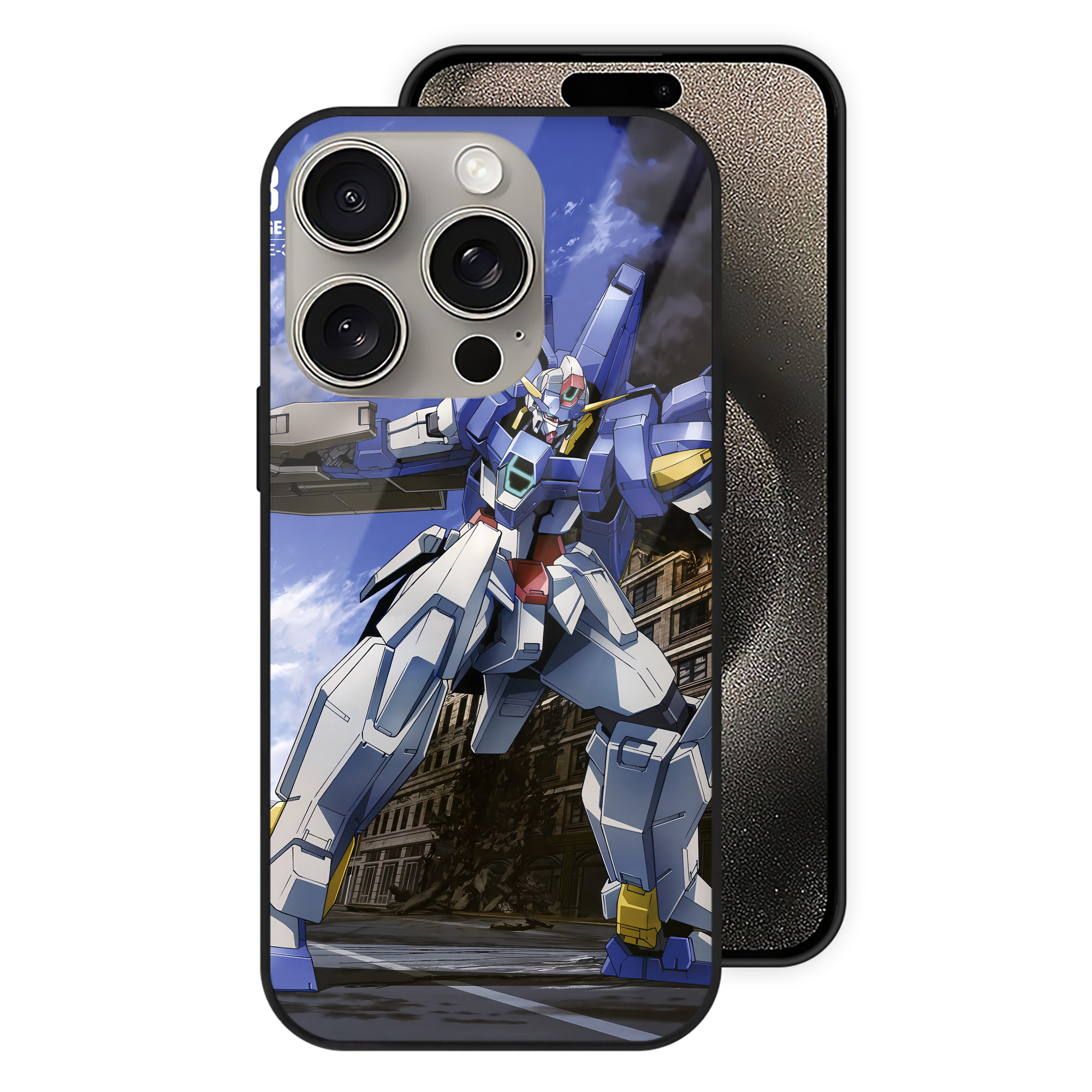 （画像用） 機動戦士ガンダム Mobile Suit Gundam 【iPhone15Pro対応】スマホケース 耐衝撃＆黄変防止 背面ガラス