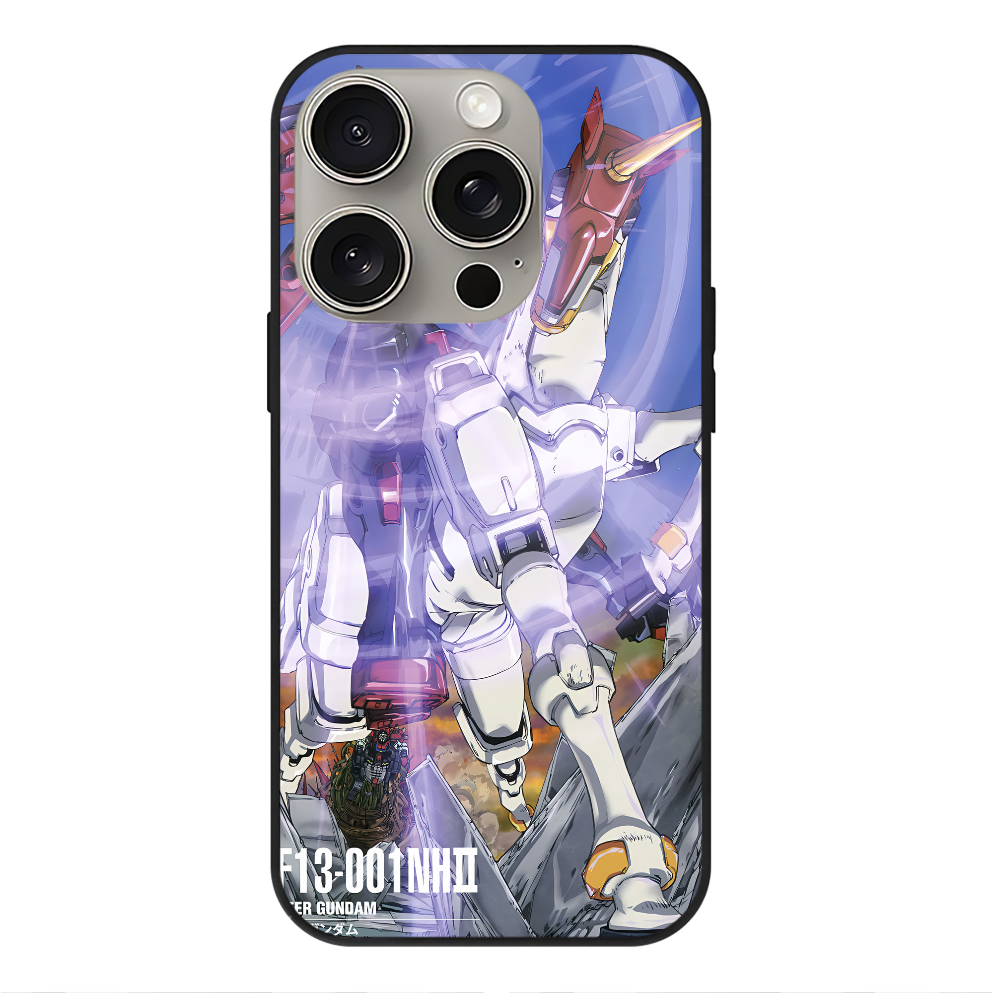 （画像用） 機動戦士ガンダム Mobile Suit Gundam 【iPhone15Pro対応】スマホケース 耐衝撃＆黄変防止 背面ガラス