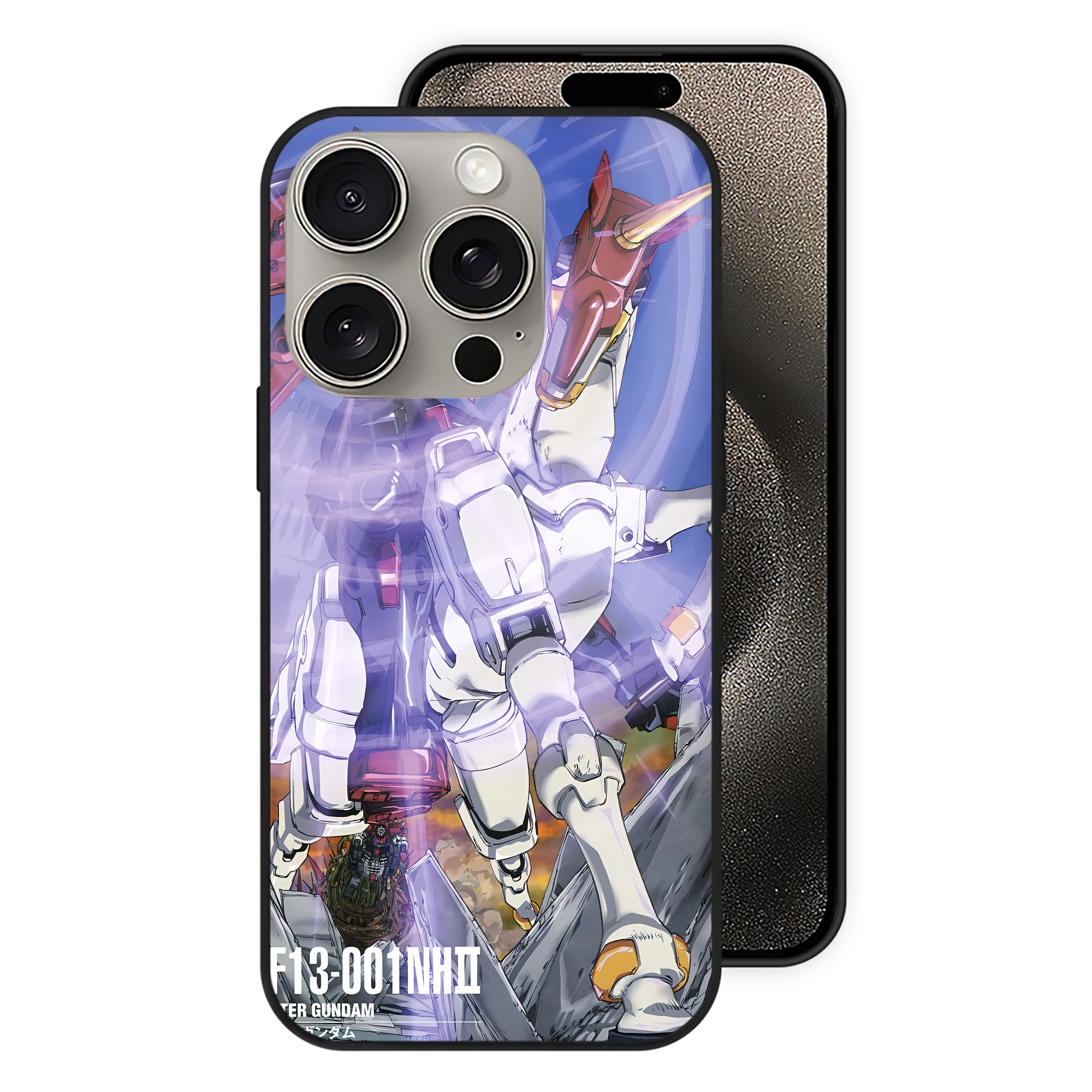 （画像用） 機動戦士ガンダム Mobile Suit Gundam 【iPhone15Pro対応】スマホケース 耐衝撃＆黄変防止 背面ガラス