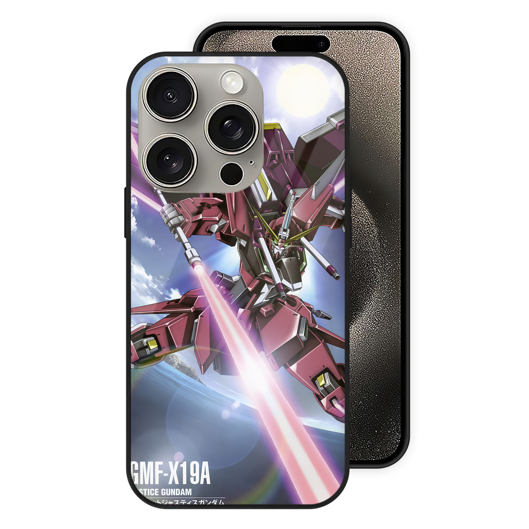 （画像用） 機動戦士ガンダム Mobile Suit Gundam 【iPhone15Pro対応】スマホケース 耐衝撃＆黄変防止 背面ガラス
