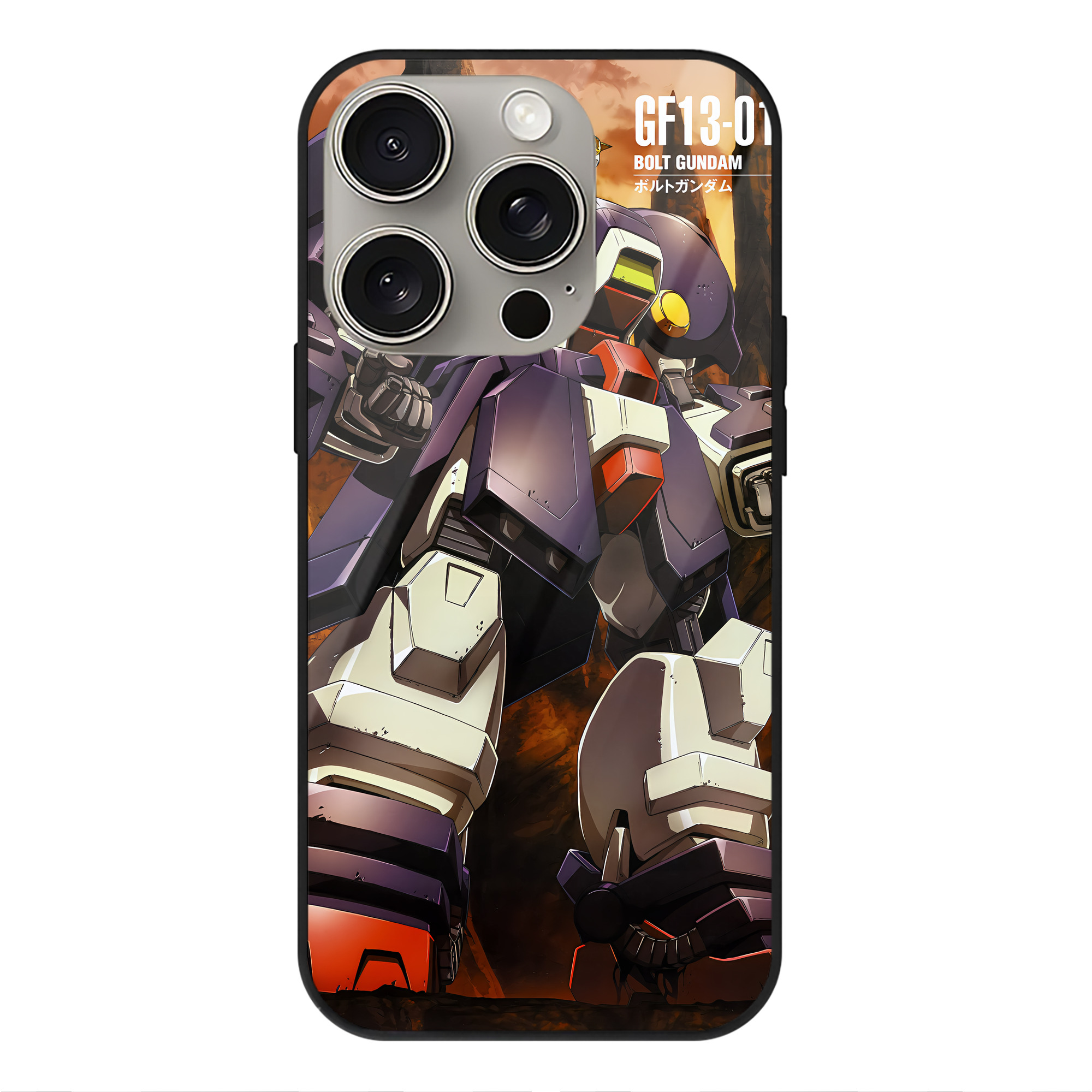 （画像用） 機動戦士ガンダム Mobile Suit Gundam 【iPhone15Pro対応】スマホケース 耐衝撃＆黄変防止 背面ガラス