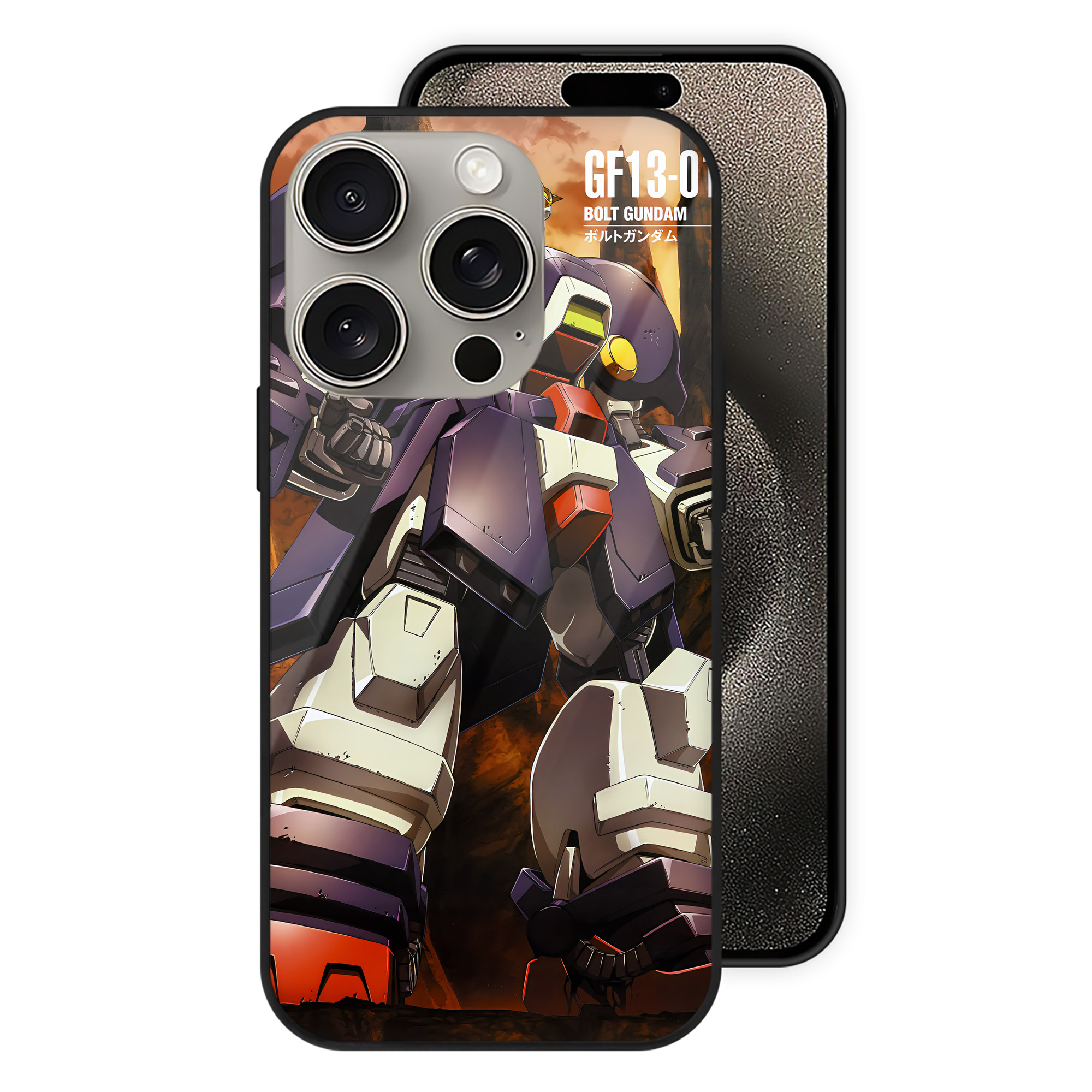 （画像用） 機動戦士ガンダム Mobile Suit Gundam 【iPhone15Pro対応】スマホケース 耐衝撃＆黄変防止 背面ガラス