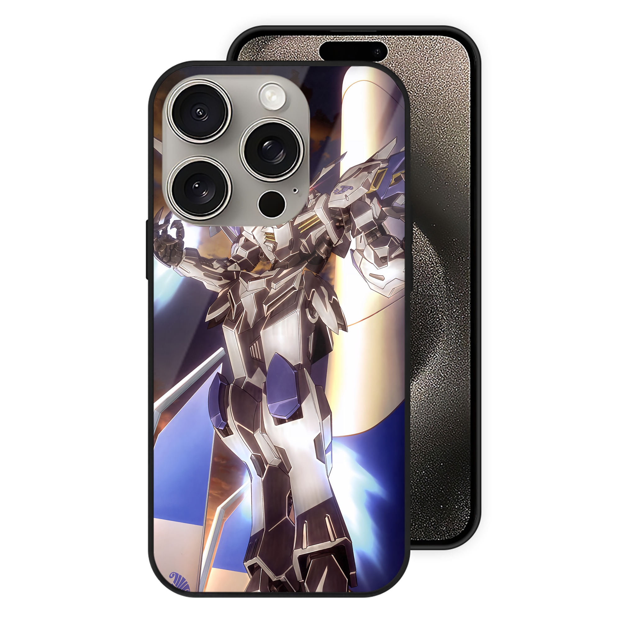 （画像用） 機動戦士ガンダム Mobile Suit Gundam 【iPhone15Pro対応】スマホケース 耐衝撃＆黄変防止 背面ガラス