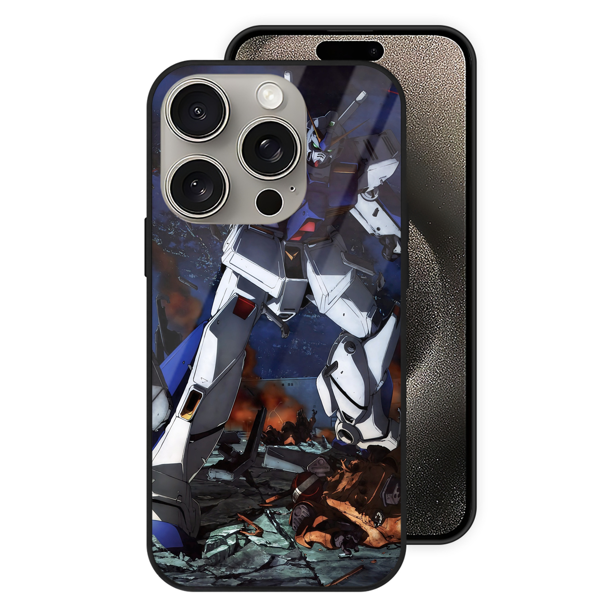 （画像用） 機動戦士ガンダム Mobile Suit Gundam 【iPhone15Pro対応】スマホケース 耐衝撃＆黄変防止 背面ガラス