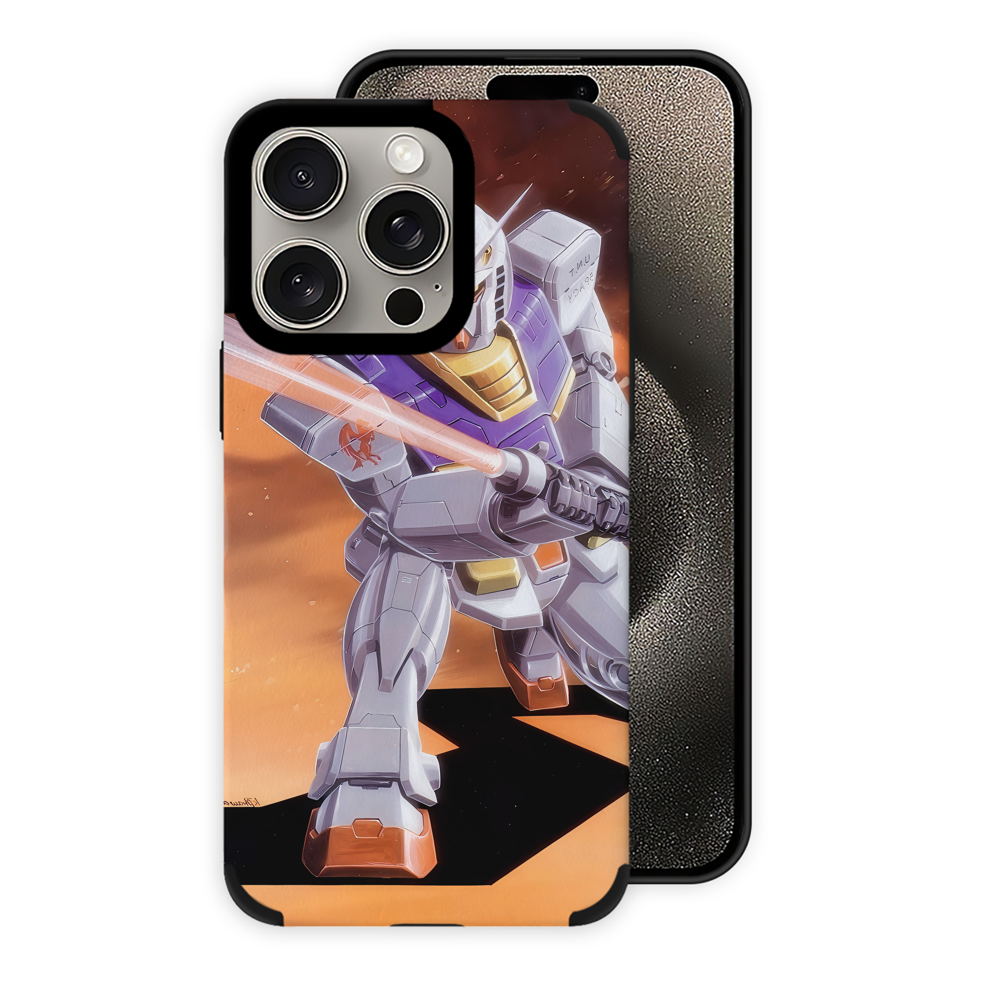（画像用） 機動戦士ガンダム Mobile Suit Gundam 【iPhone15ProMax対応】 PUレザー スマホケース 耐衝撃＆黄変防止