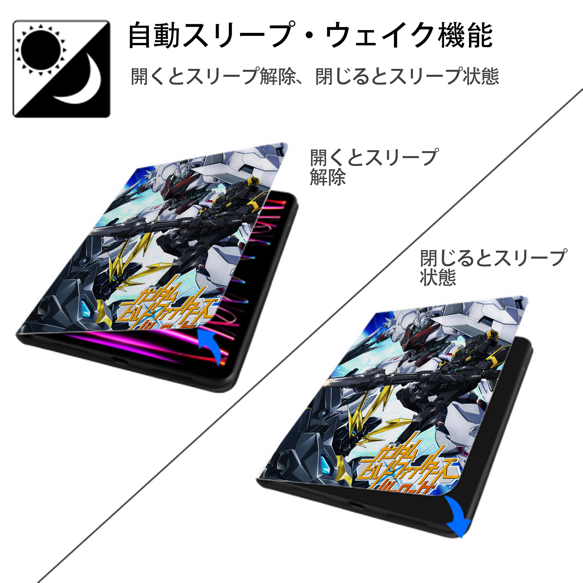 機動戦士ガンダム Mobile Suit Gundam IPad ケース ペン収納付き 三つ折りスタンド PUレザー×シリコン 対応機種9.5/10.5/10.9インチ
